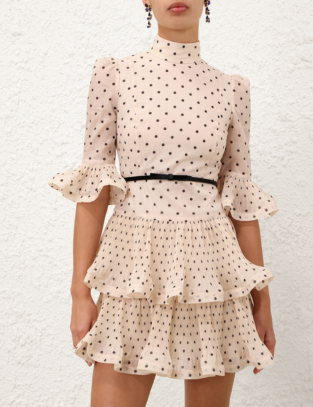 PLEATED SLEEVED MINI DRESS - 2