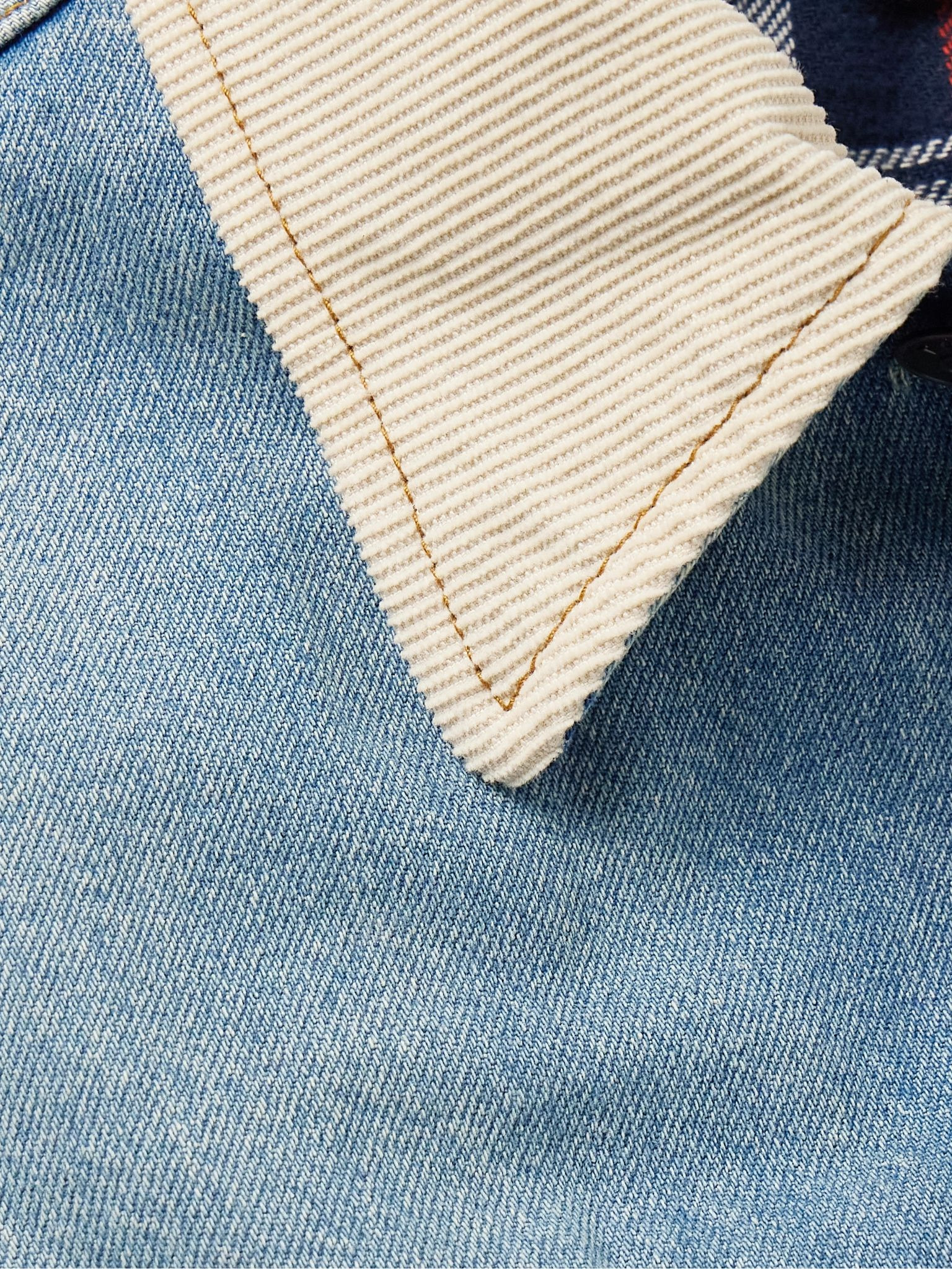 Joret Corduroy-Trimmed Denim Jacket Indigo - 5