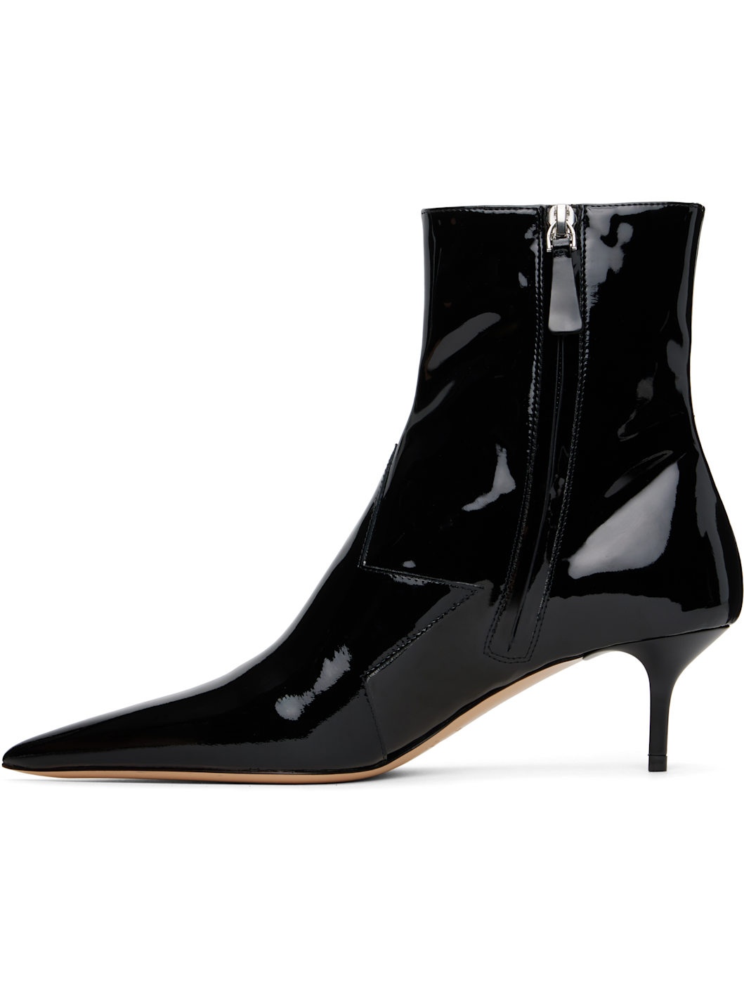 Black Patent Star Cut-Out Low Boots - 3