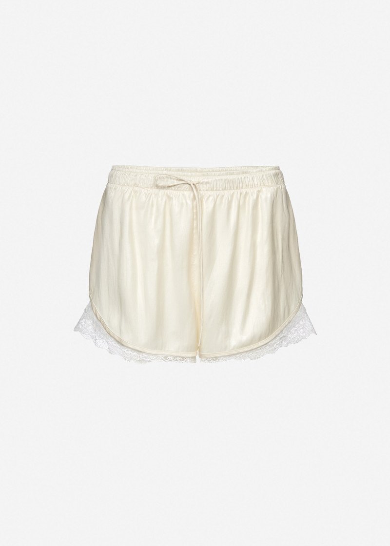 Lace-trim shorts in cream 1