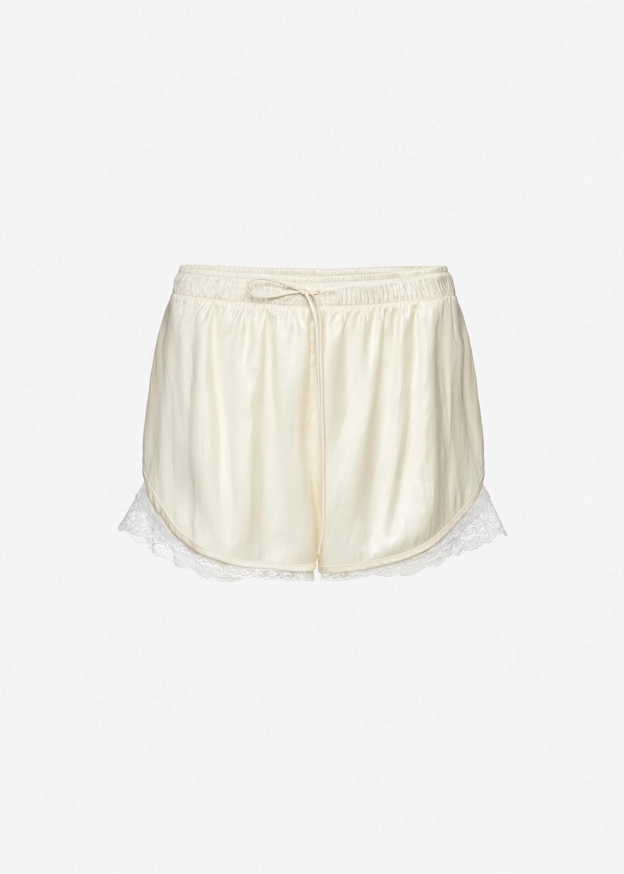 Lace-trim shorts in cream - 1