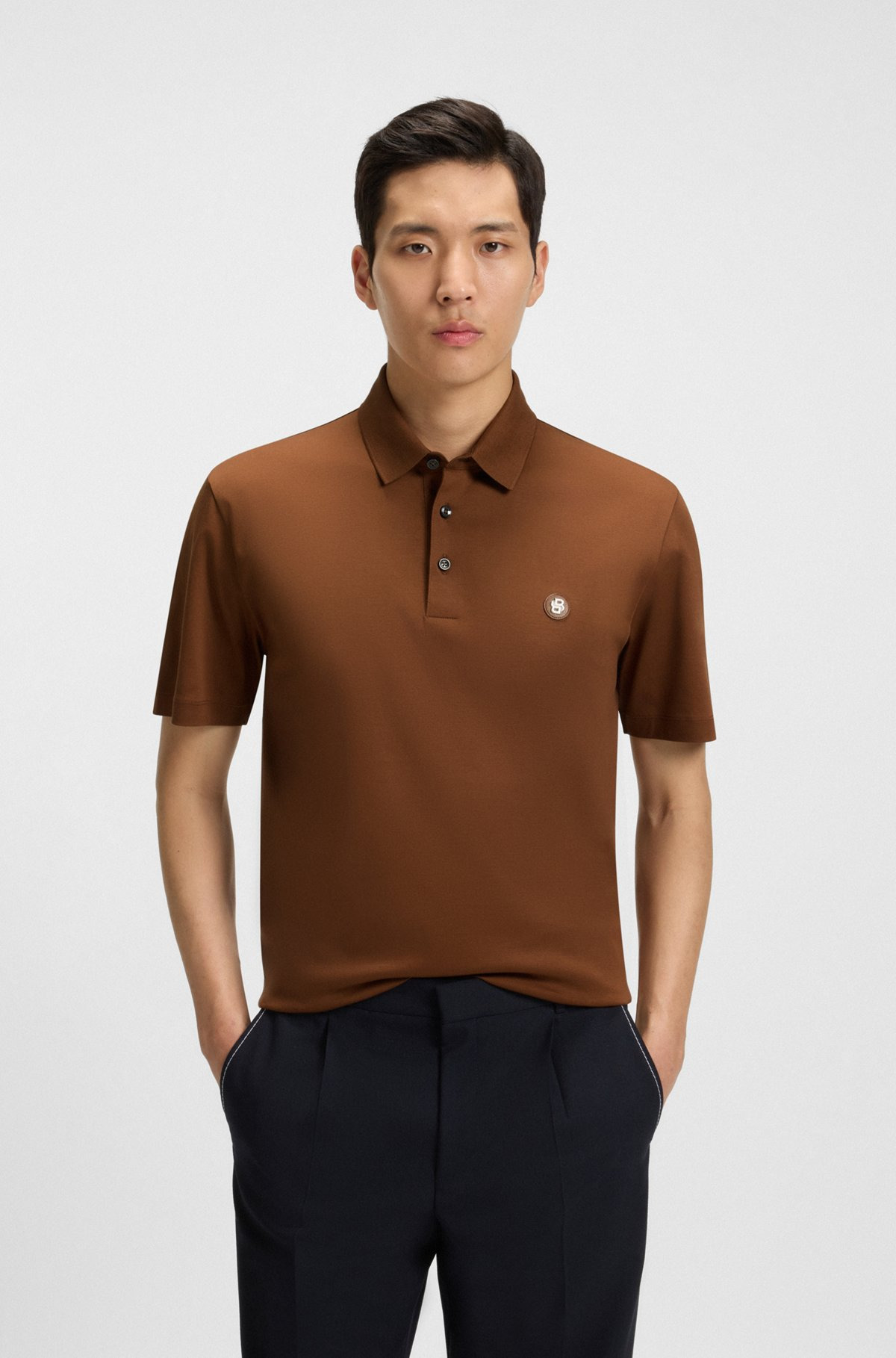 MERCERIZED-COTTON POLO SHIRT WITH DOUBLE MONOGRAM - 2