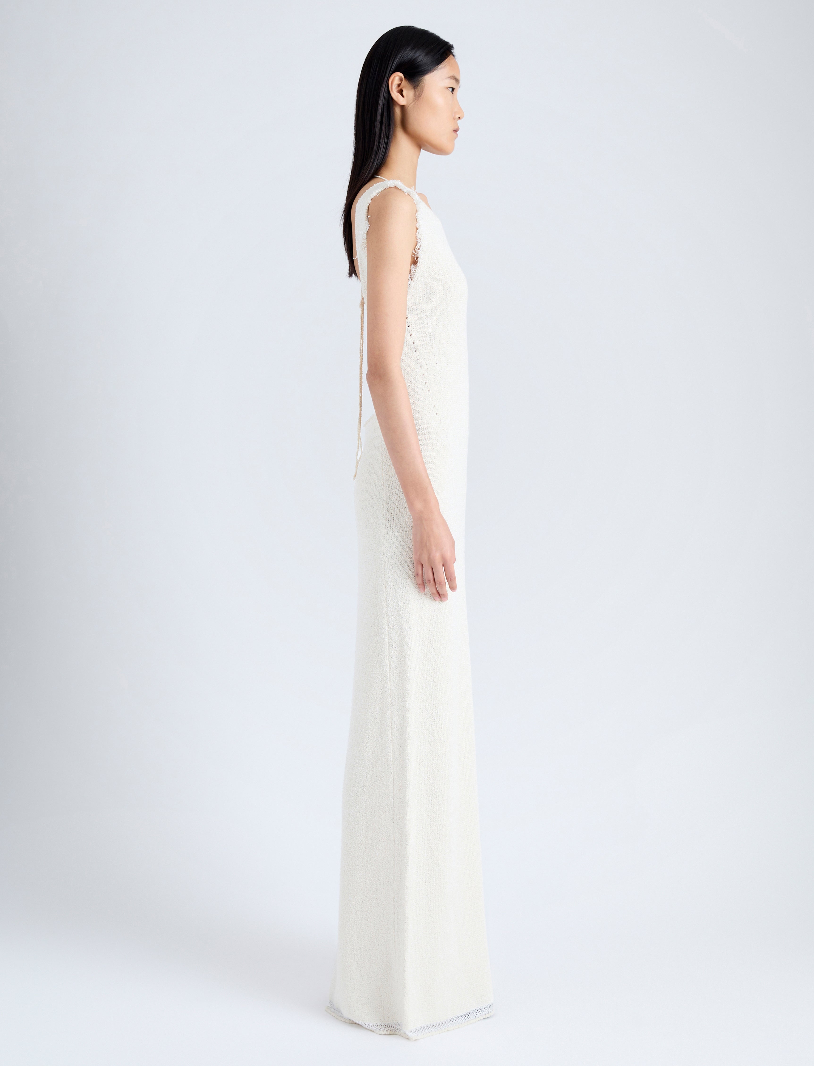 Silvia Backless Dress In Silk Doubleface Boucle - 3