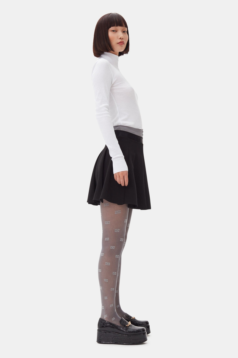 BLACK LIGHT TWILL PLEATED MINI SKIRT 3