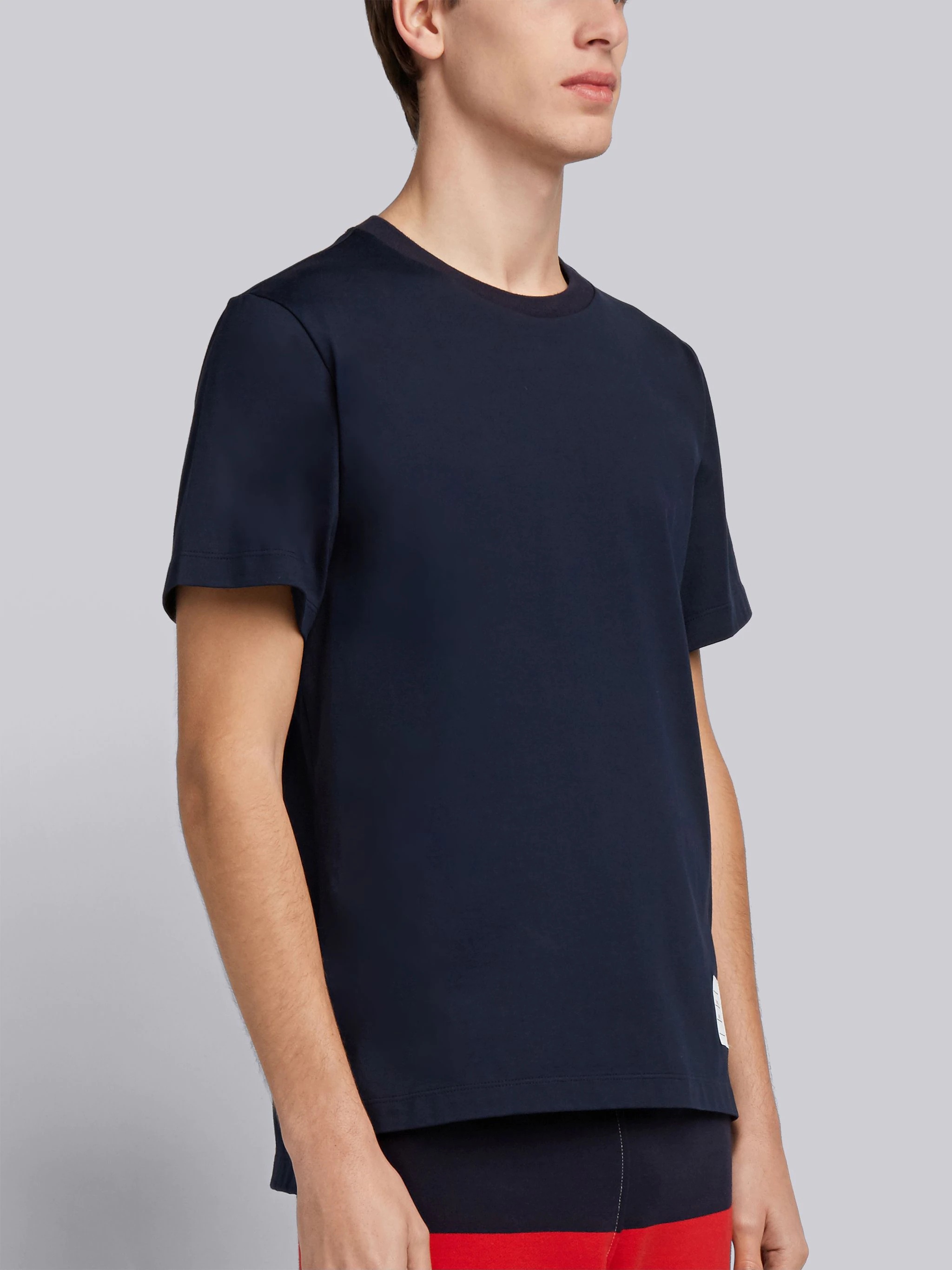 Navy Medium Weight Jersey Side Slit Relaxed Fit Tee - 2