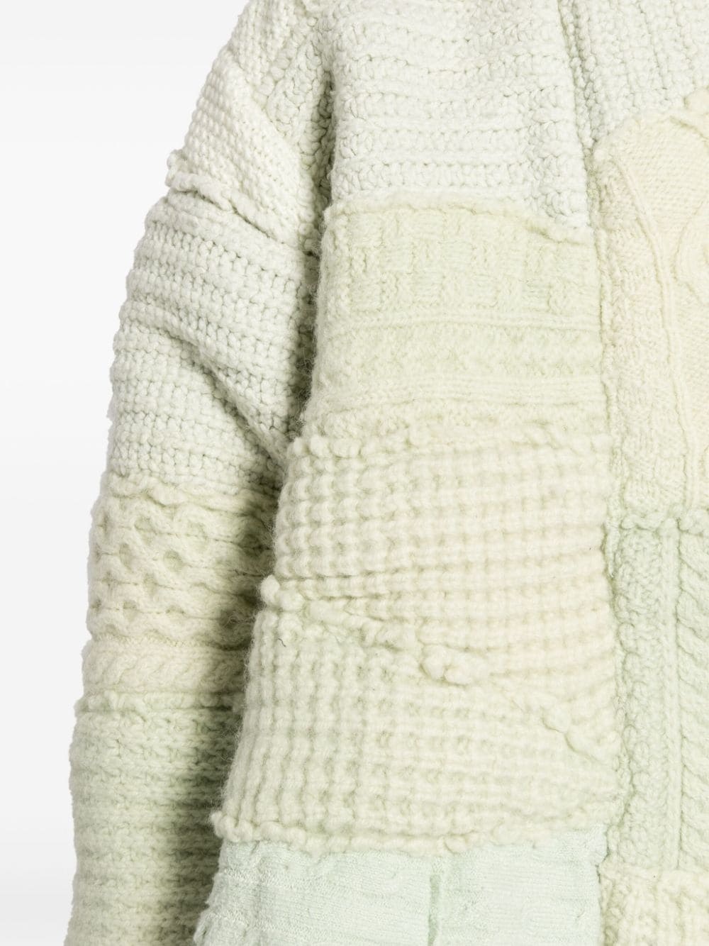 patchwork-knit wool jacket - 5