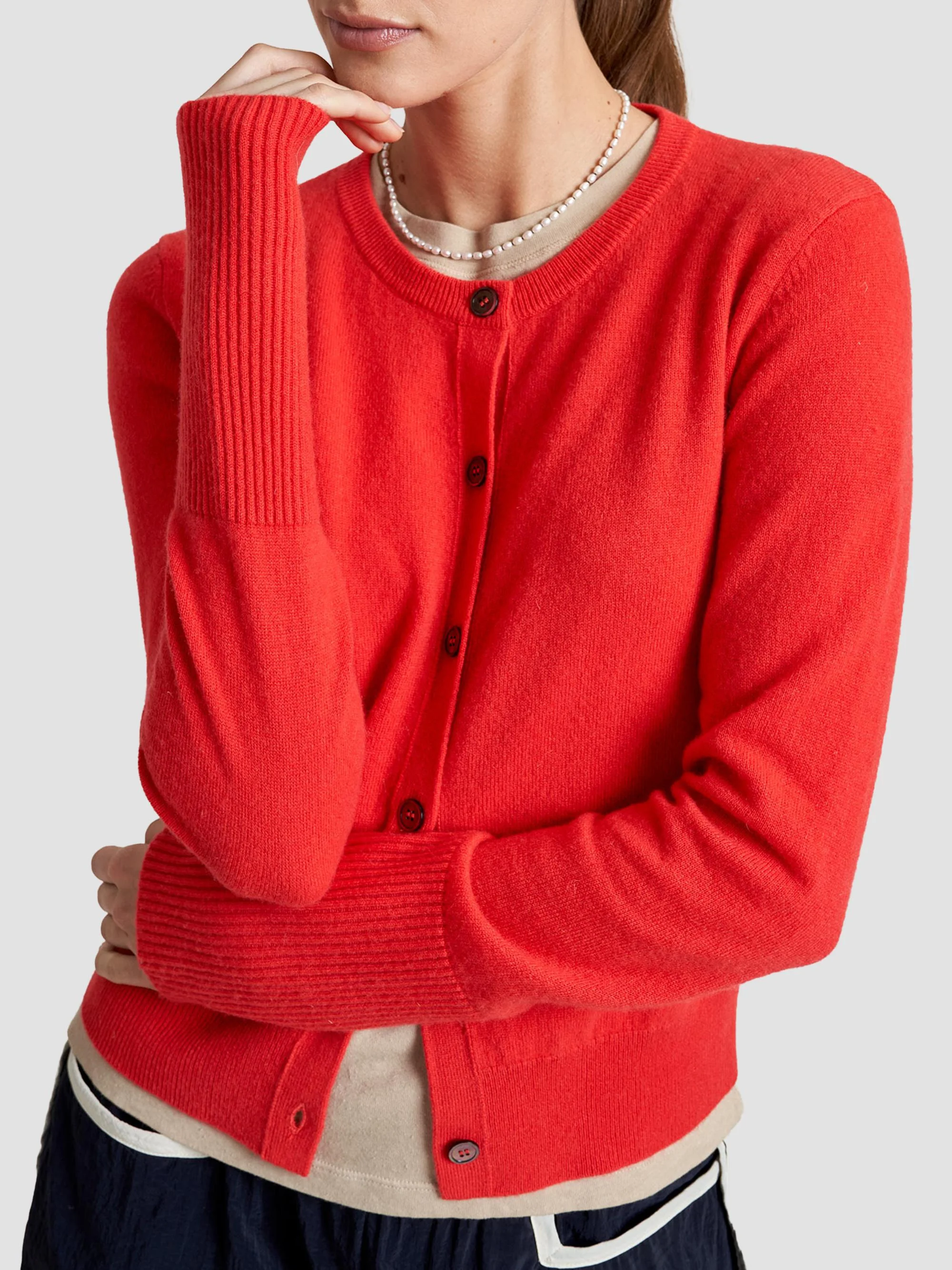 Women's Cashmere Cardigan - Coral - 1