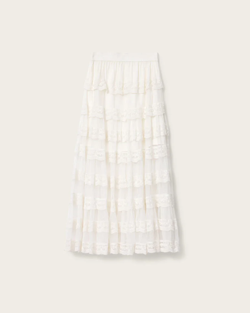 MAGGIE TIERED LACE MAXI SKIRT - 1