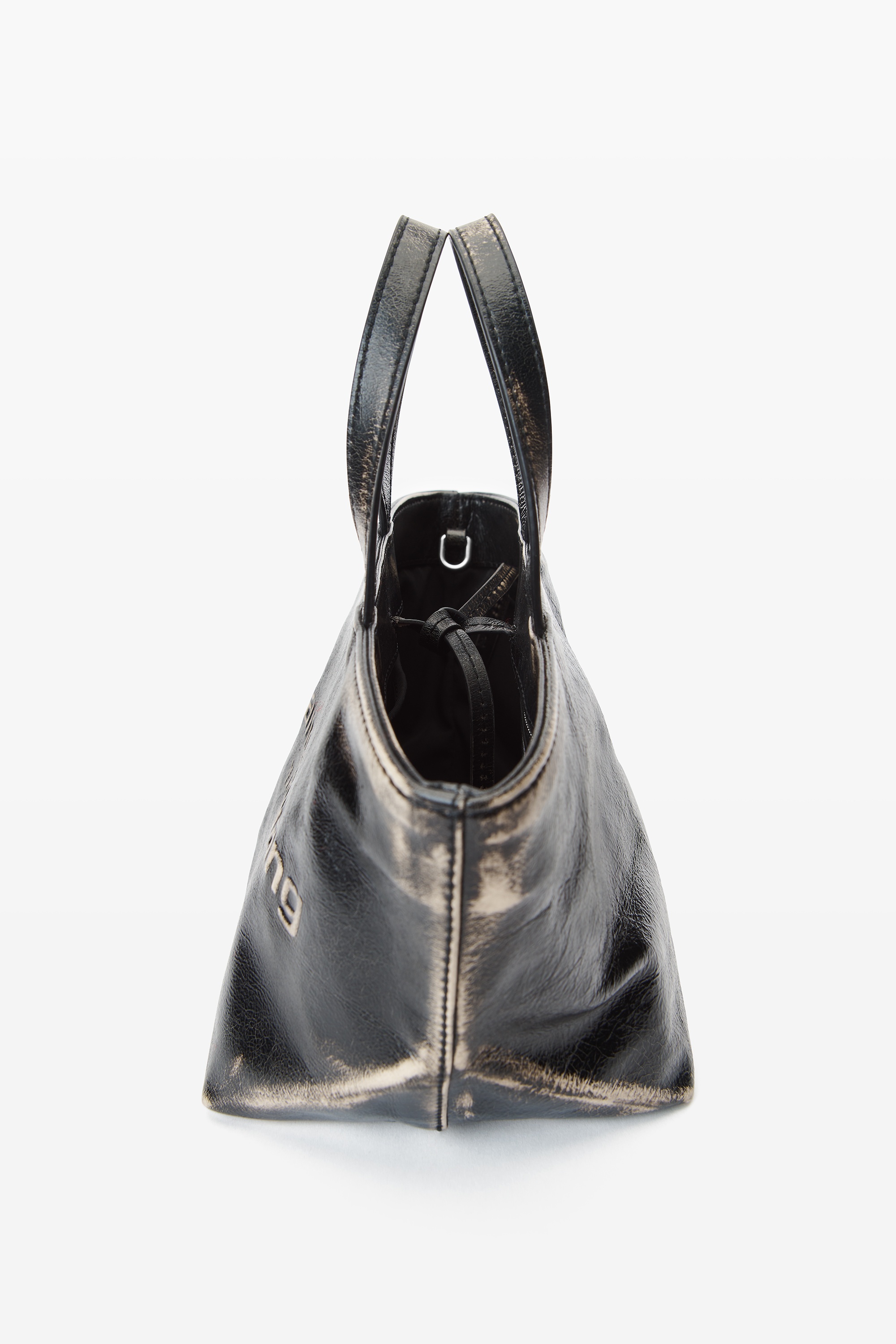 small punch tote in brushed-effect leather - 4