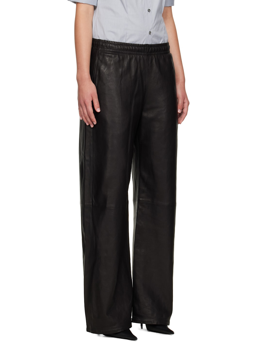 Black Lined Lambskin Pants - 2