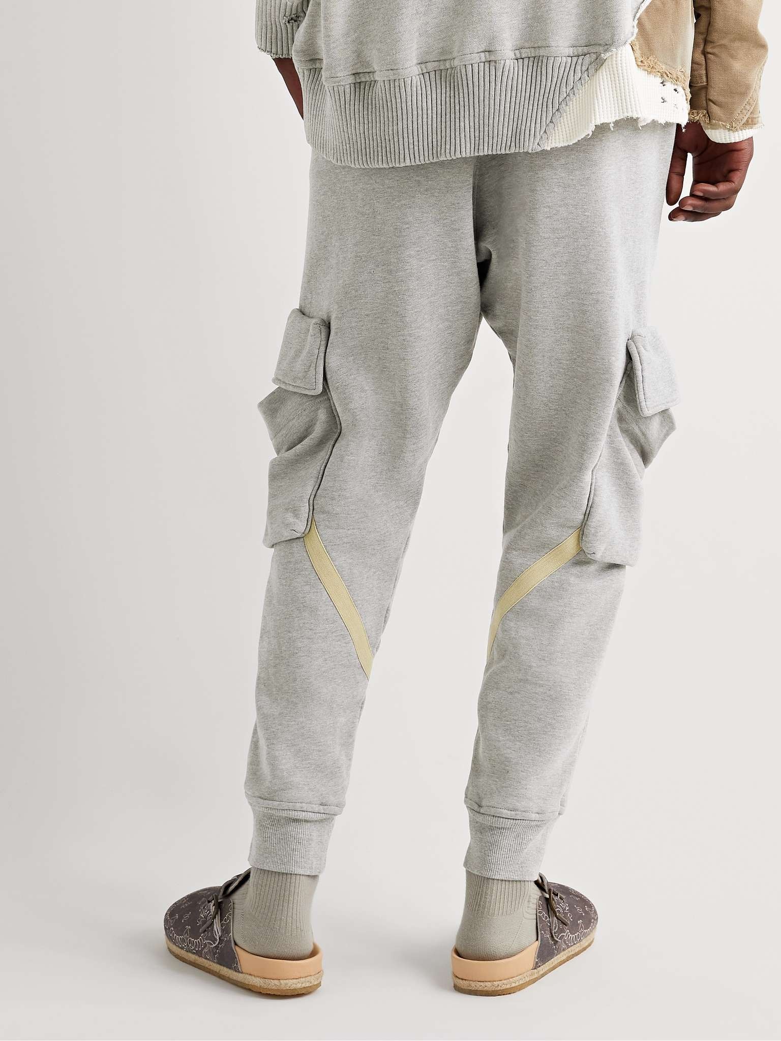 Tapered Canvas-Trimmed Cotton-Jersey Cargo Sweatpants - 4