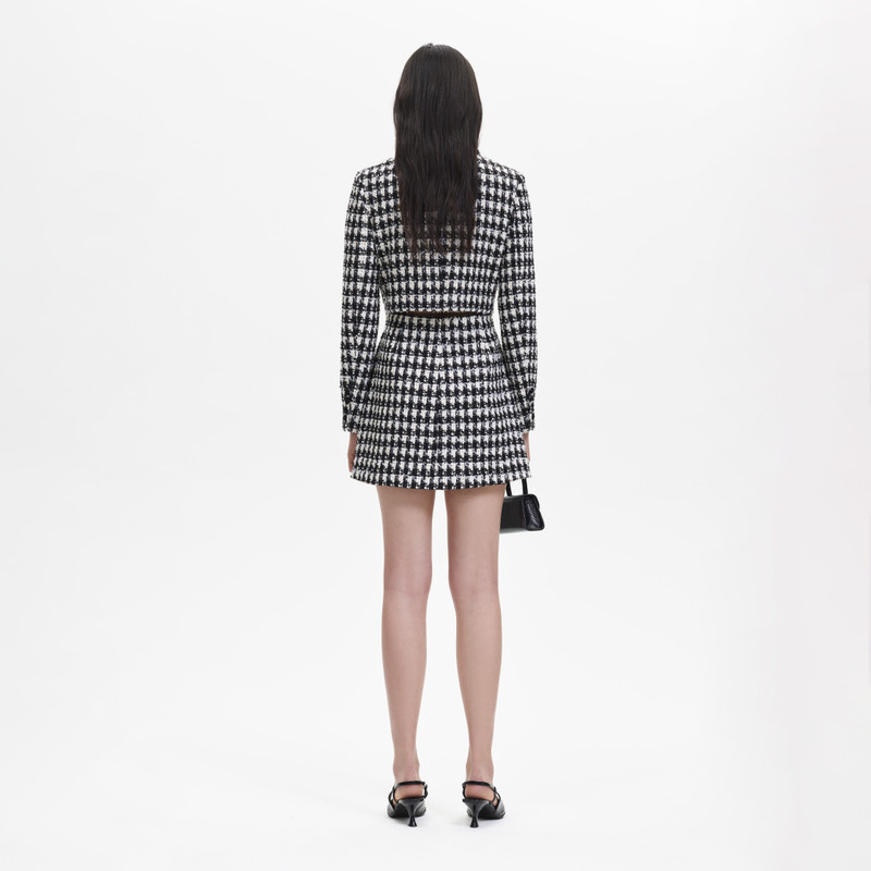 Black Check Boucle Tailored Mini Dress 3