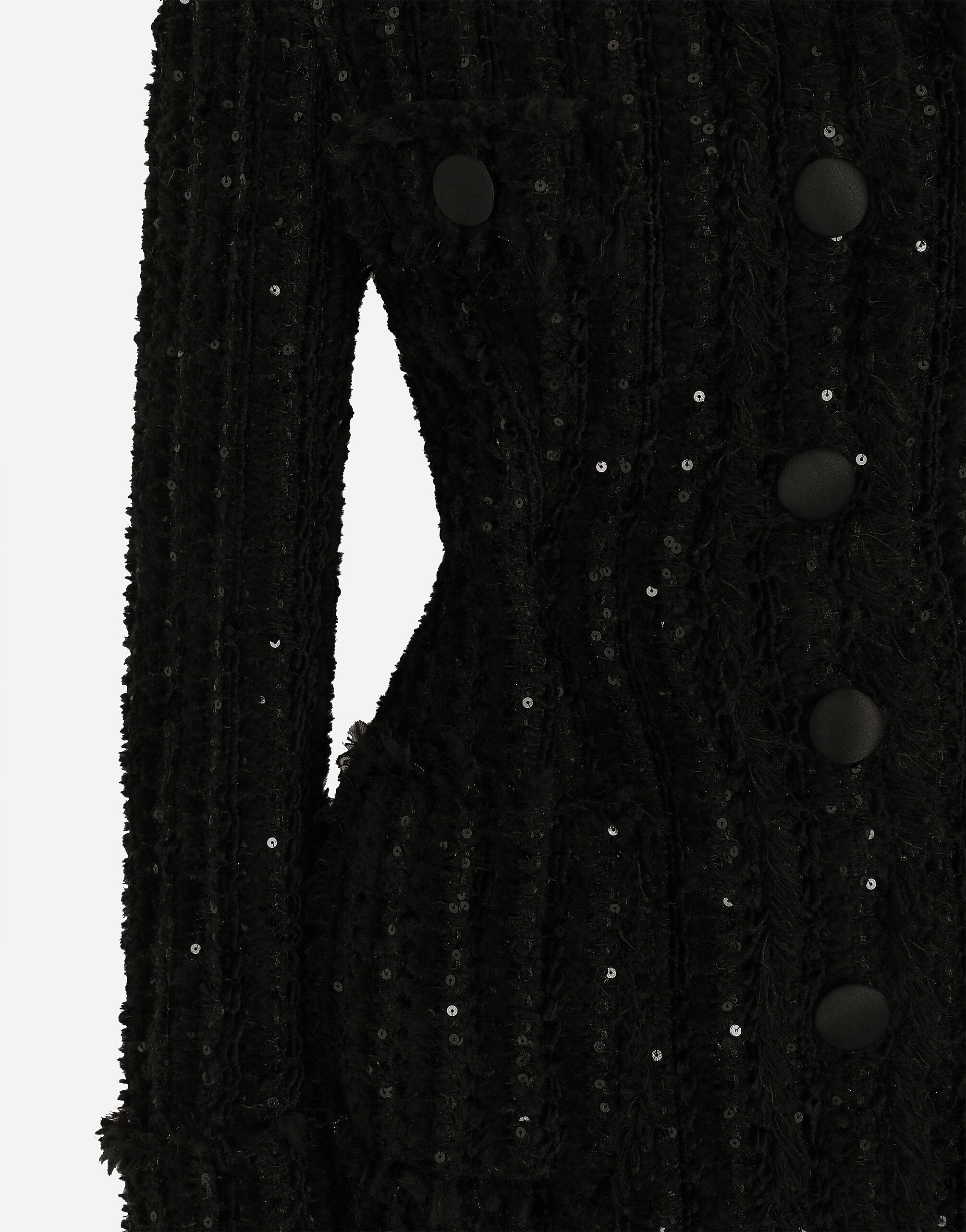 Tweed jacket with micro-sequin embellishment and satin collar - 11