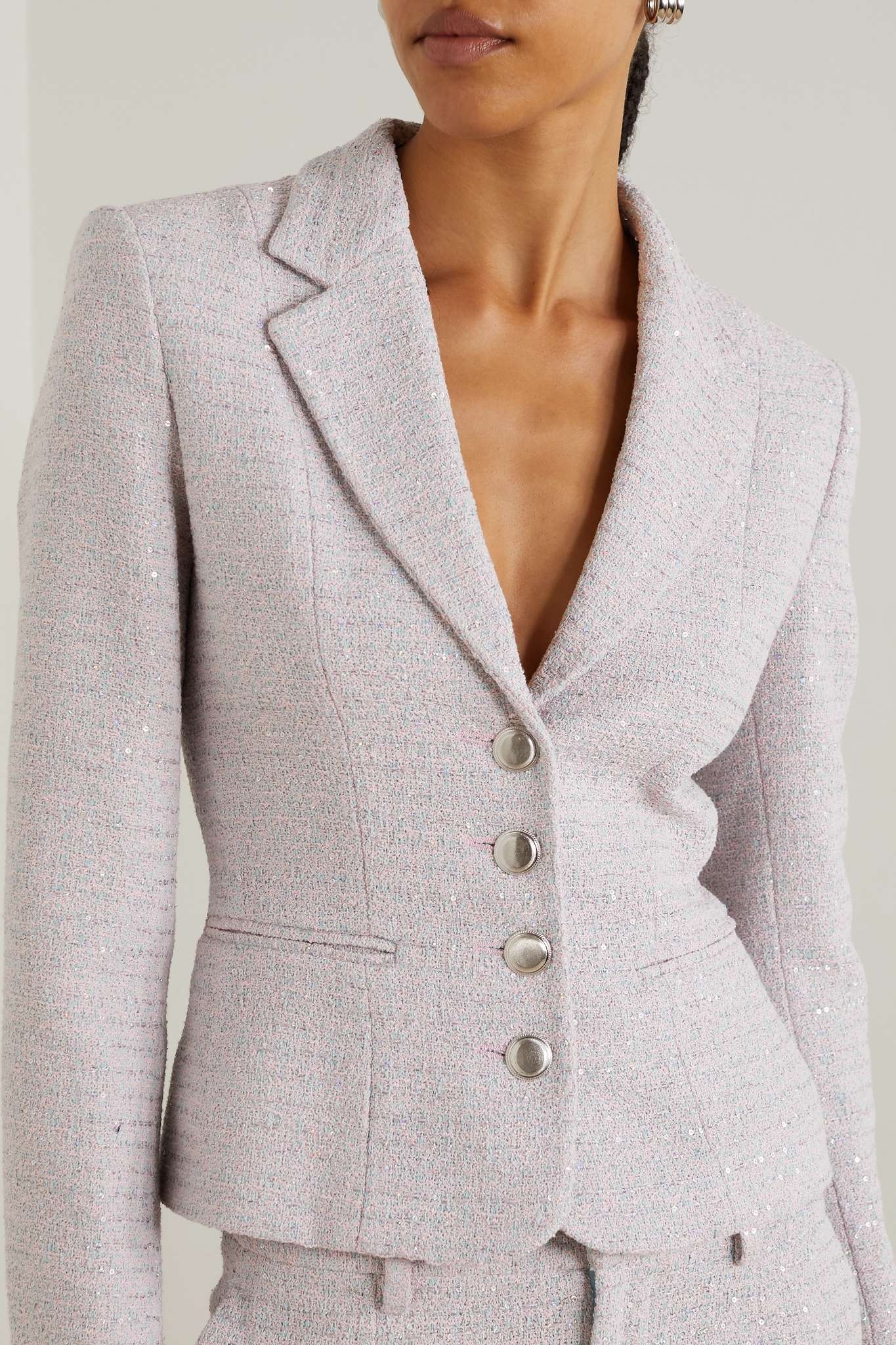 Sequined cotton-blend bouclé-tweed blazer - 3