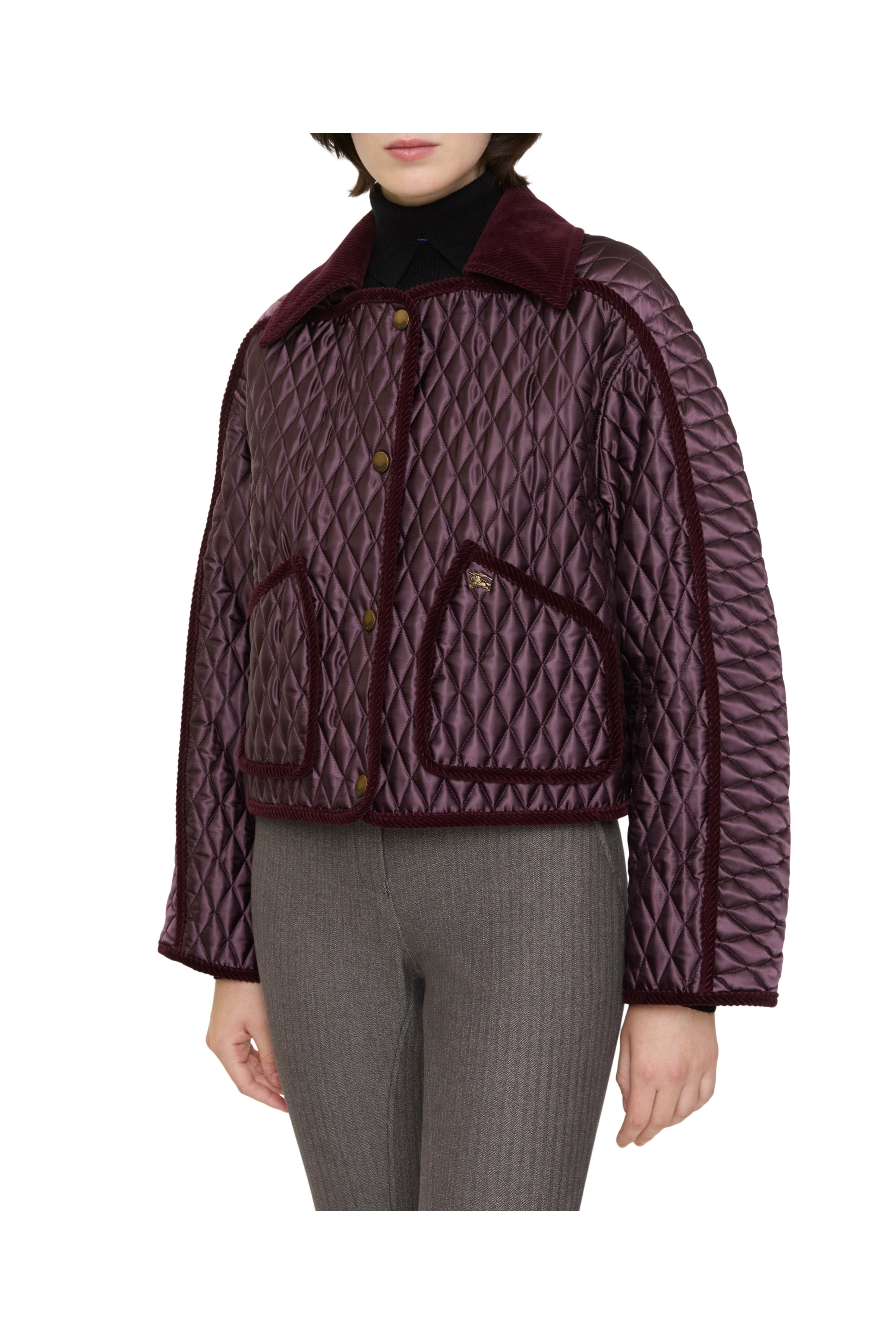 burberry Cropped Quilted Nylon Floriston Jacket in Mahogany Brown at Nordstrom - 3
