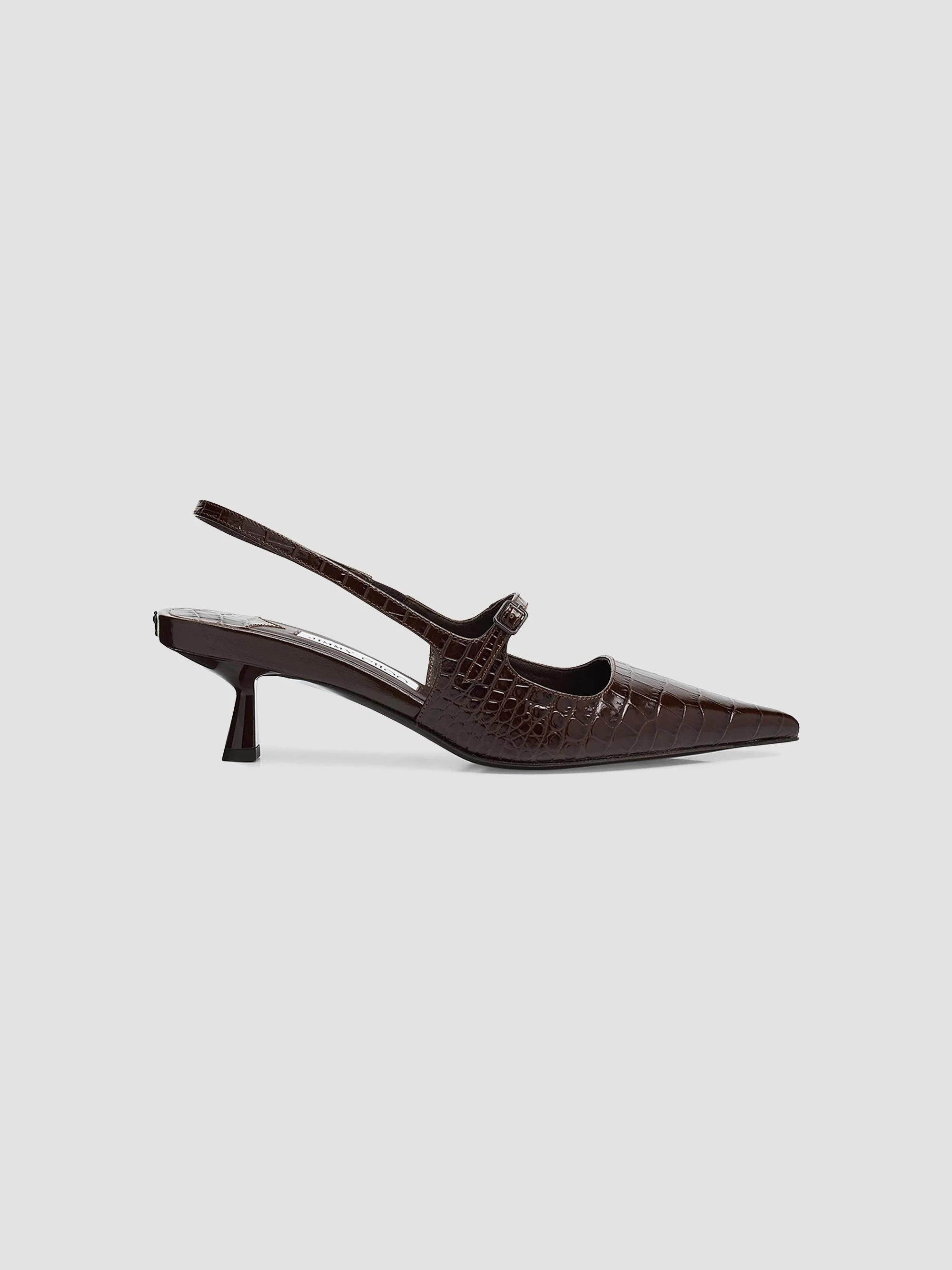Women's Didi 45MM Croc-Embossed Leather Kitten-Heel Pumps - Chocolate - 1