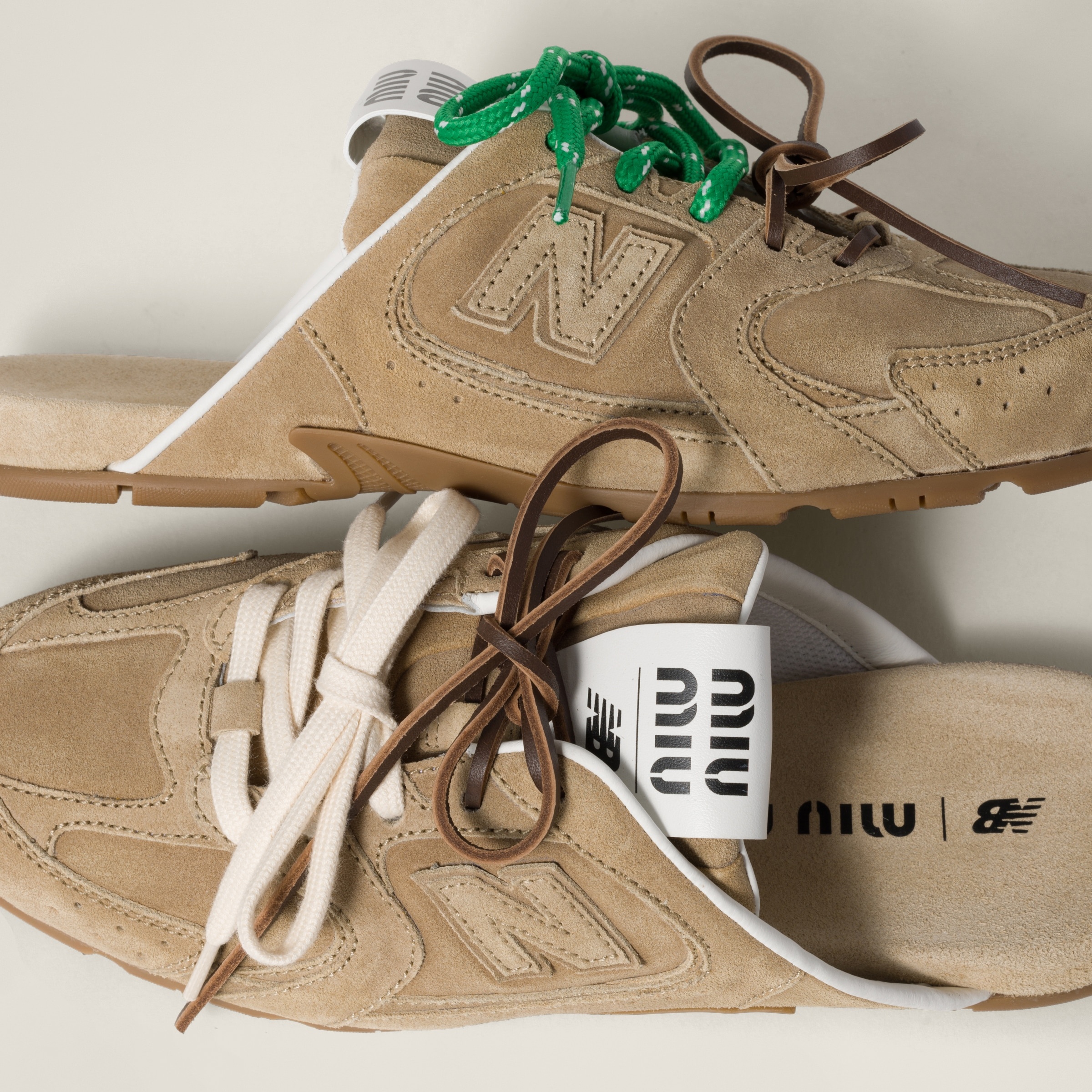 New Balance X Miu Miu 530 SL faded suede mules - 4