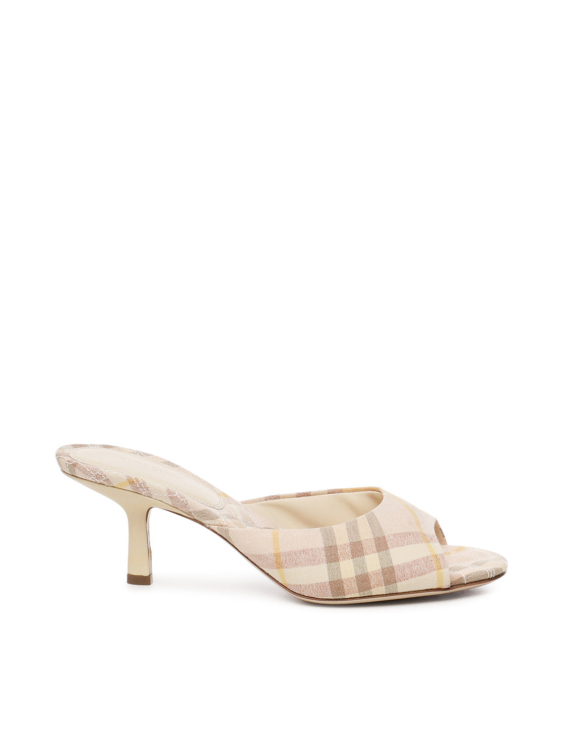 CHECKED LINEN SANDALS HEEL - 1