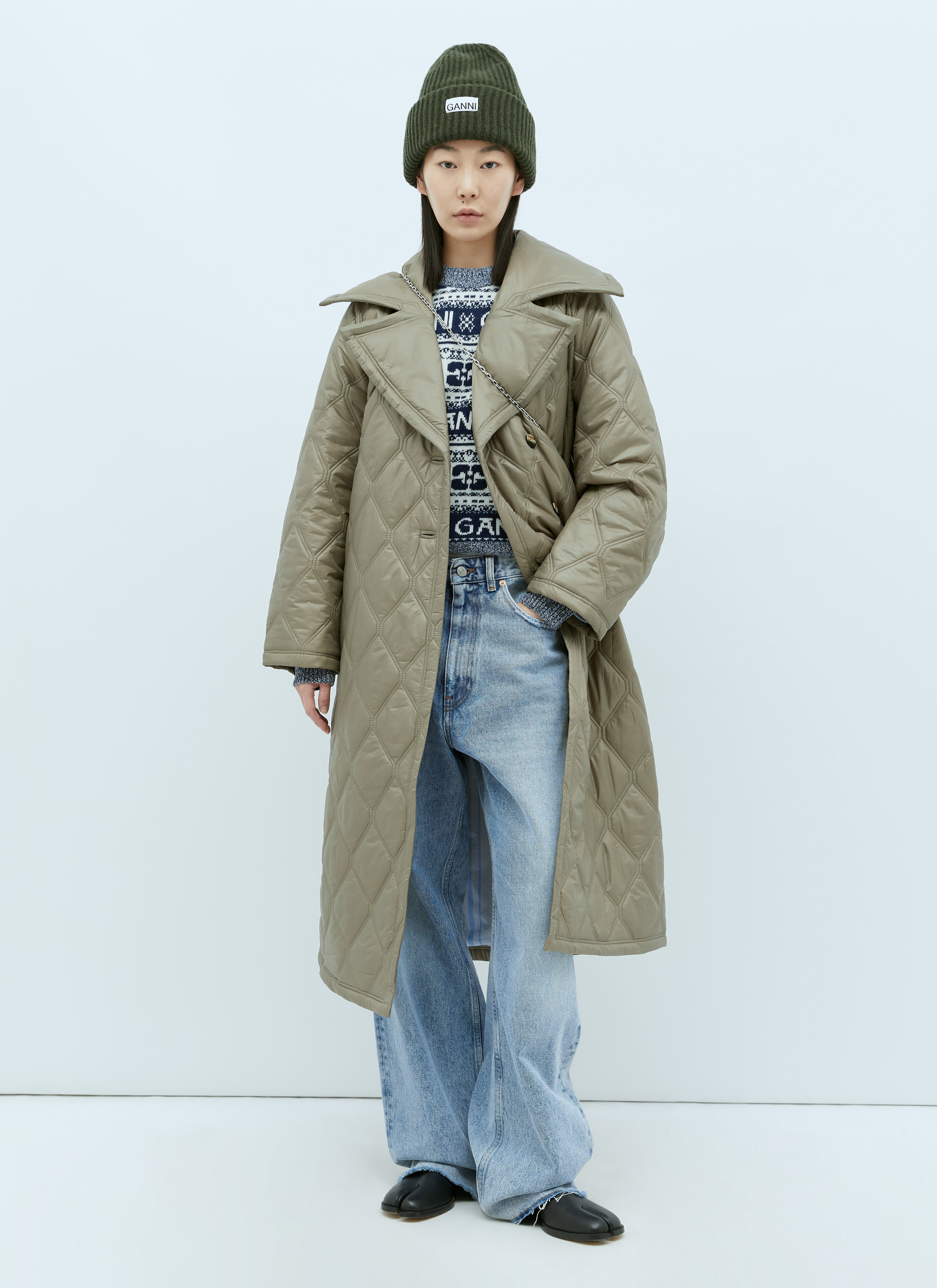 限定2023-2024AW ガニー GANNI ShinyQuilt 中綿コート Phantom Black Shiny Quilt Midi Jacket | GANNI US