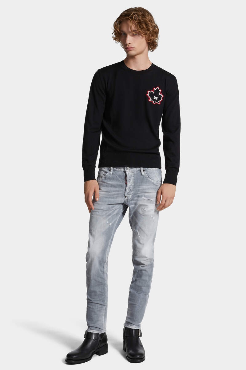 BRUSHED GREY WASH SKATER JEANS - 3