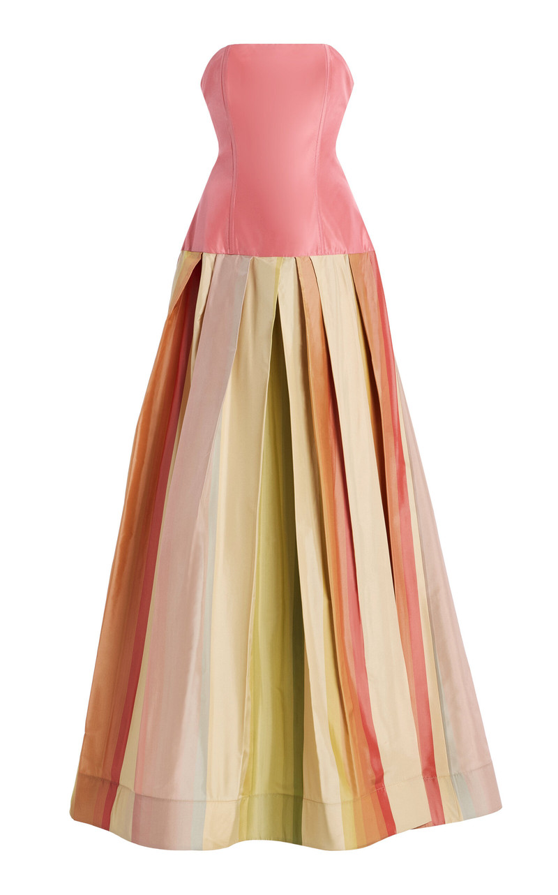 Exclusive Strapless Silk Gown stripe 1