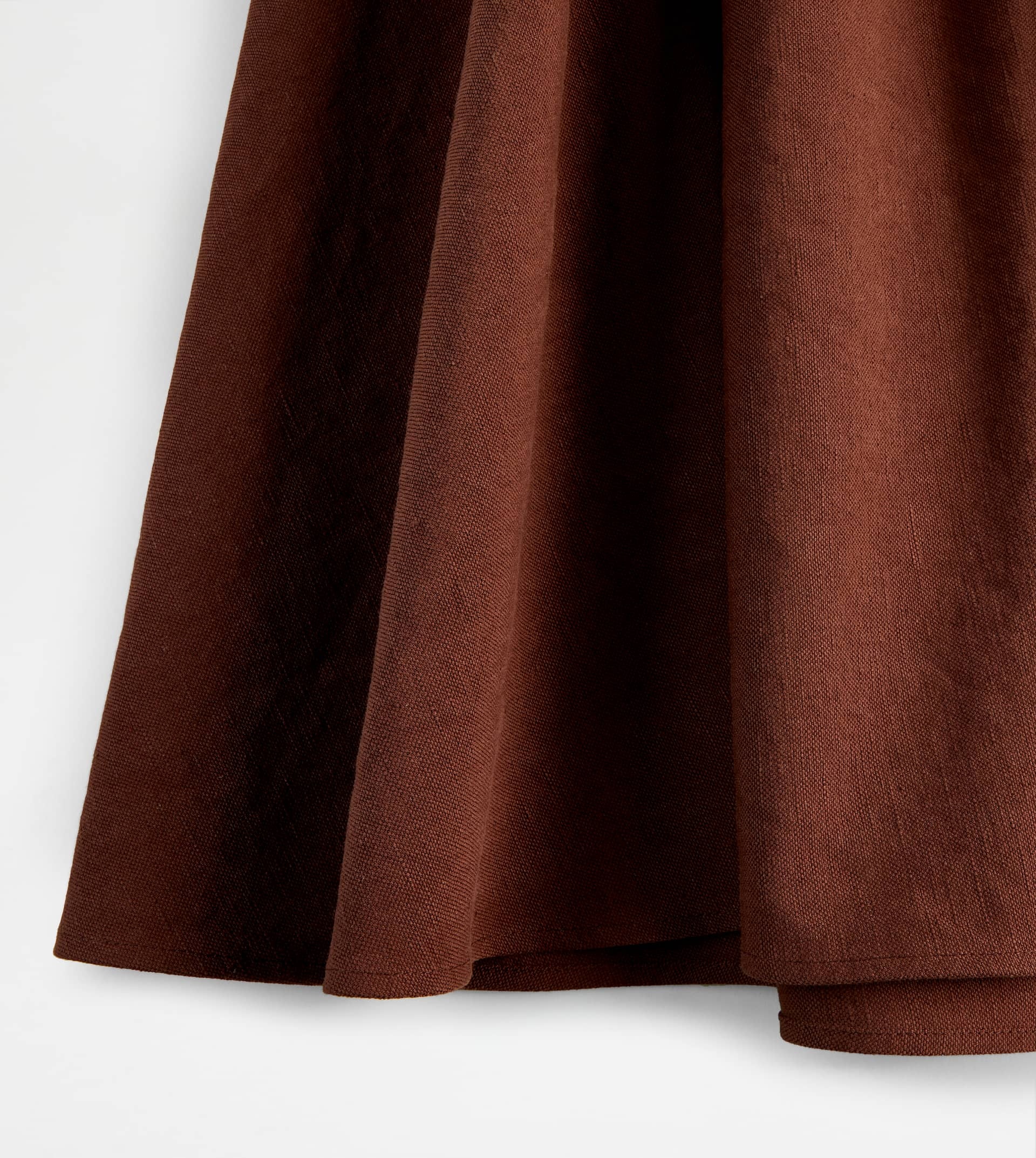 LINEN BLEND FLARED SKIRT - BROWN - 5