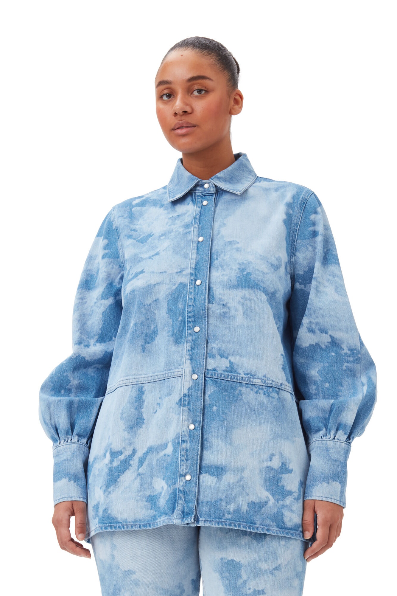 BLUE BLEACH DENIM SHIRT - 7