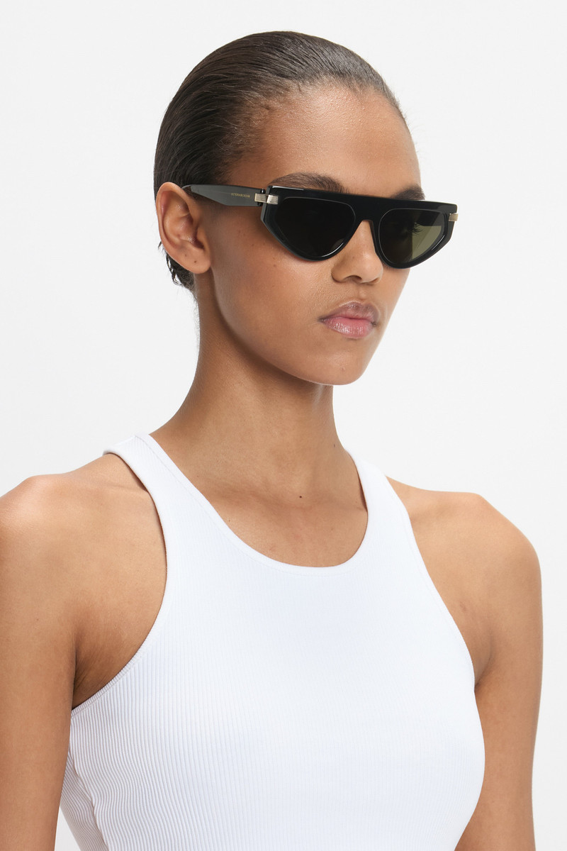 Visor Hinge-Detail Sunglasses In Metalic Chocolate 6