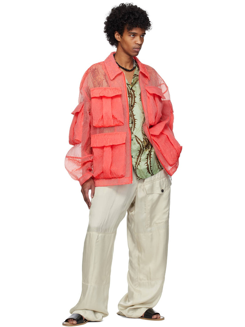 Dries Van Noten Red Crinkled Jacket outlook