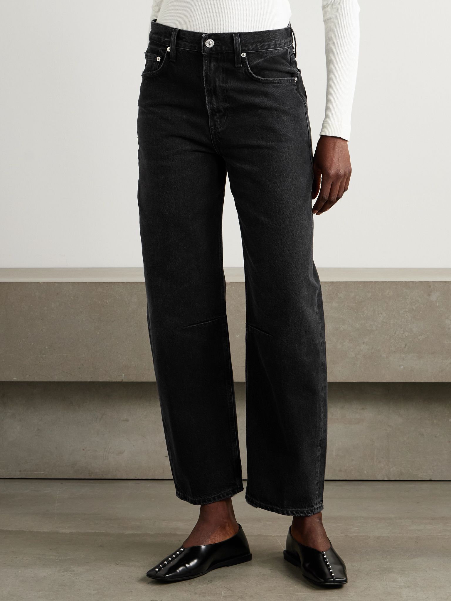 Miro mid-rise barrel-leg jeans Black - 3