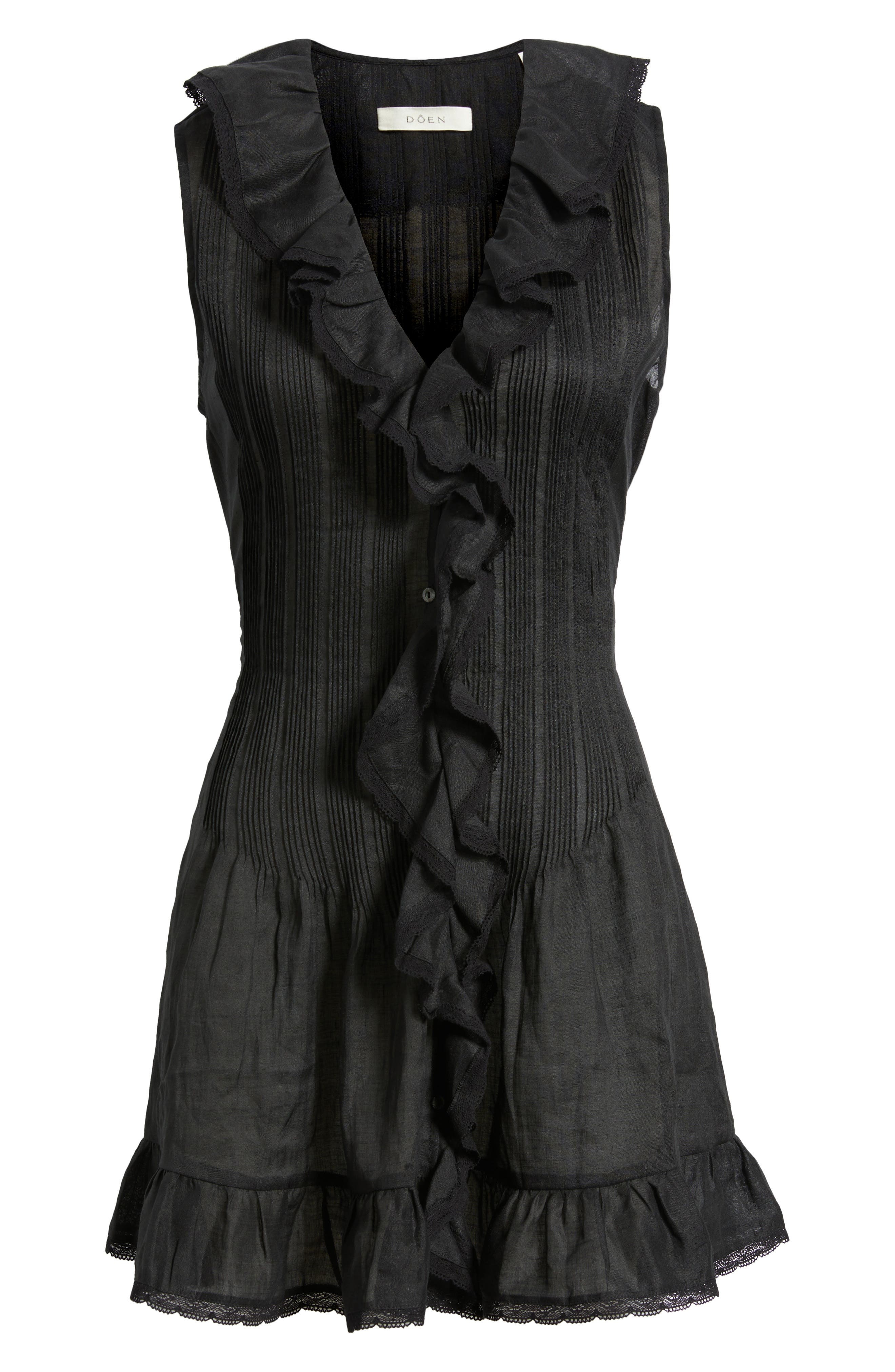 DÔEN Henrietta Ruffle Sleeveless Minidress in Black at Nordstrom - 5