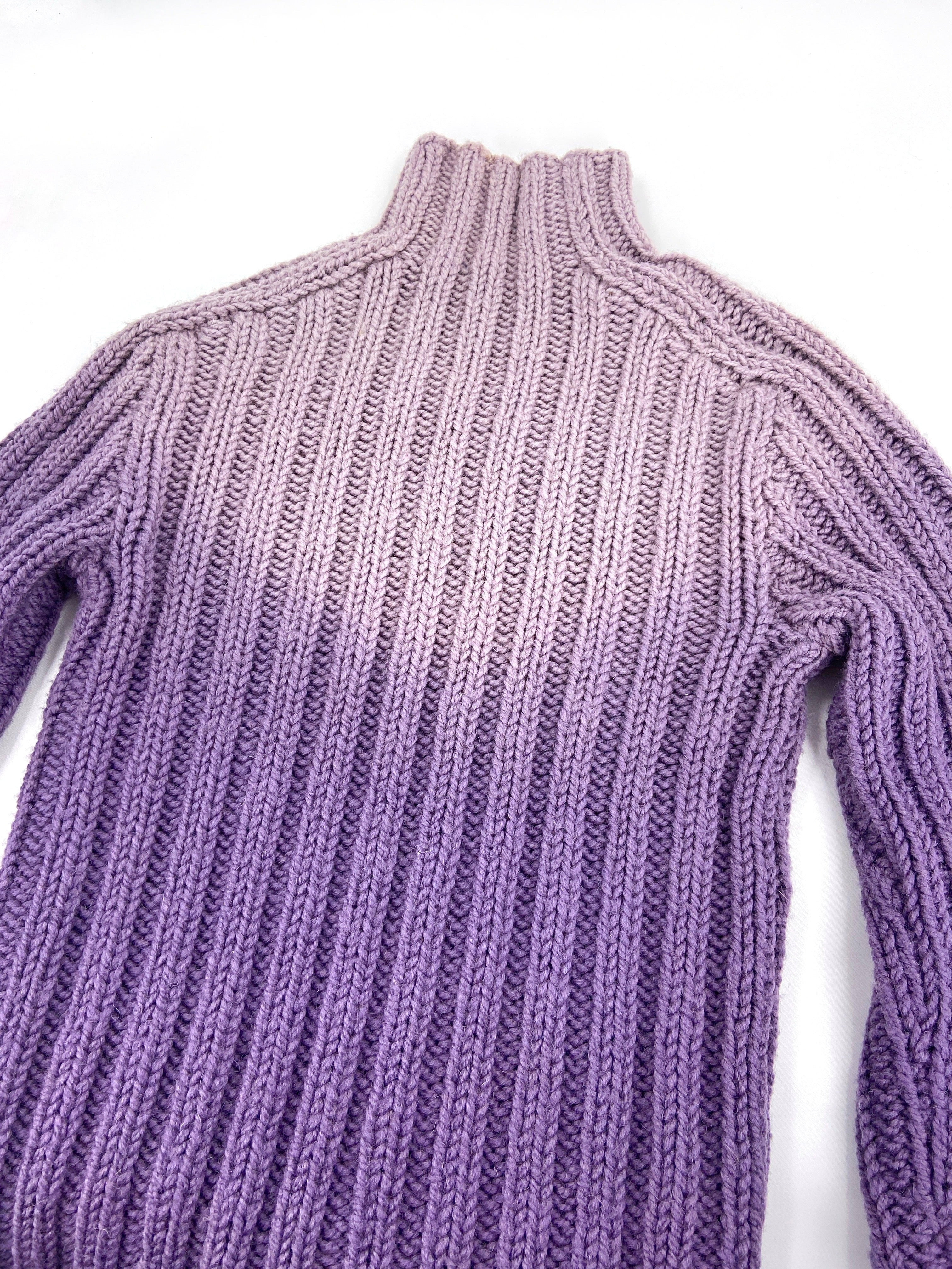 Gucci Fall 1998 Menswear Purple Ombré Heavyweight Knit Turtleneck Sweater L - 8