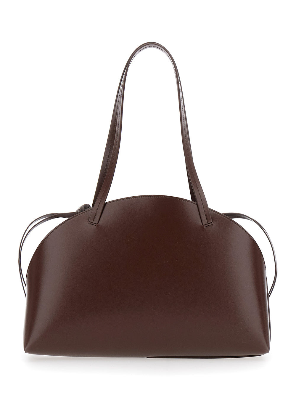 Jil Sander Women 'Curve Medium' Brown Shoulder Bag With Embossed Logo On The Front And Curved Design - 4