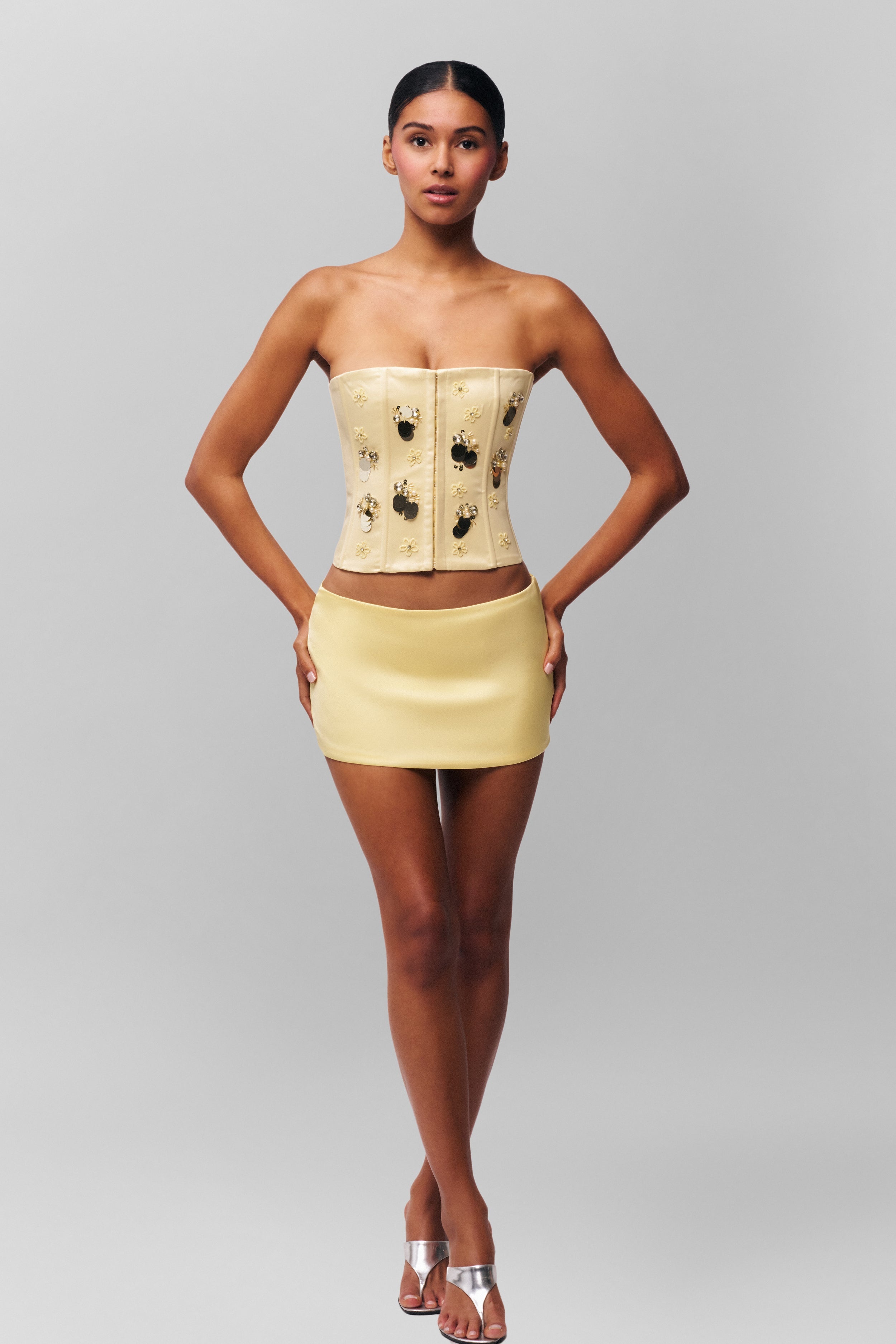EMBELLISHED SATIN CORSET - 7