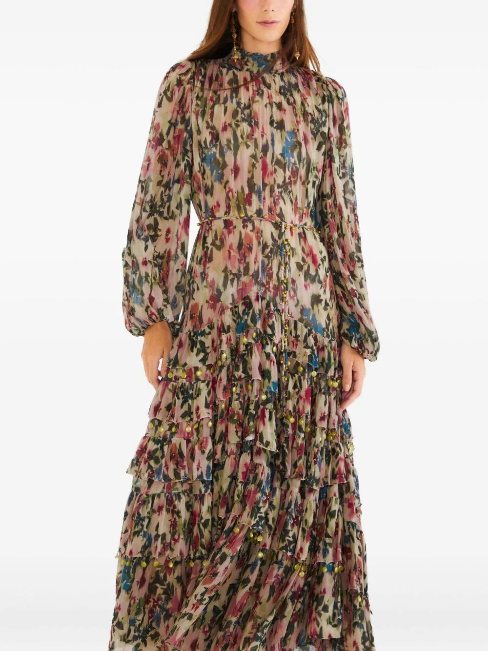 ruffled floral maxi dress - 1
