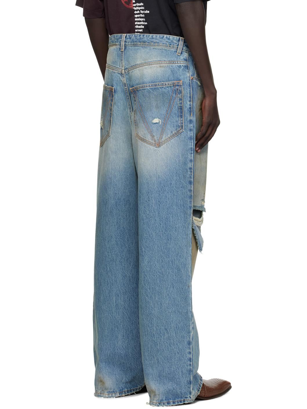 Blue Distressed Baggy Jeans - 3