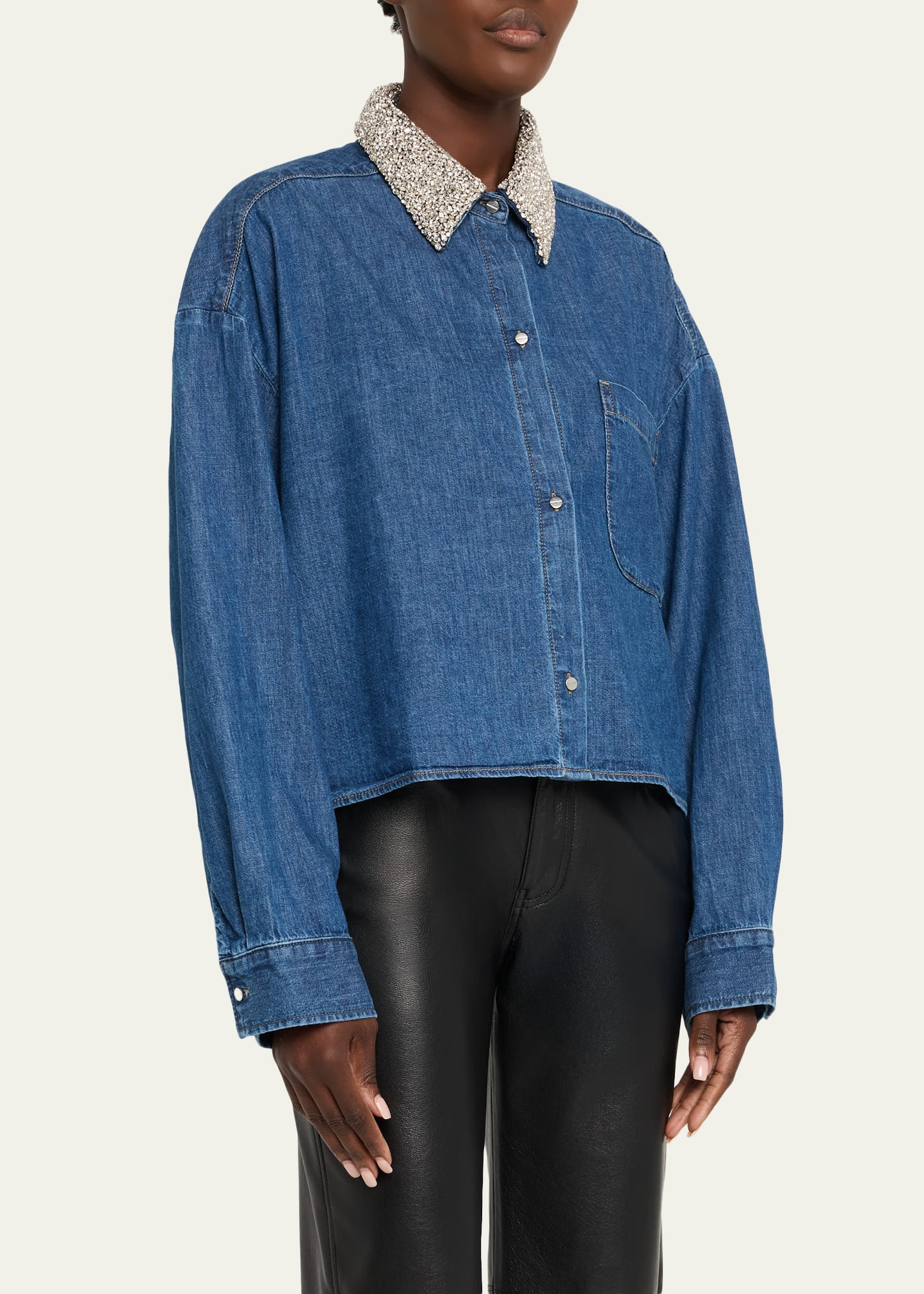 My Ex Denim Shirt with Crystal Collar - 4