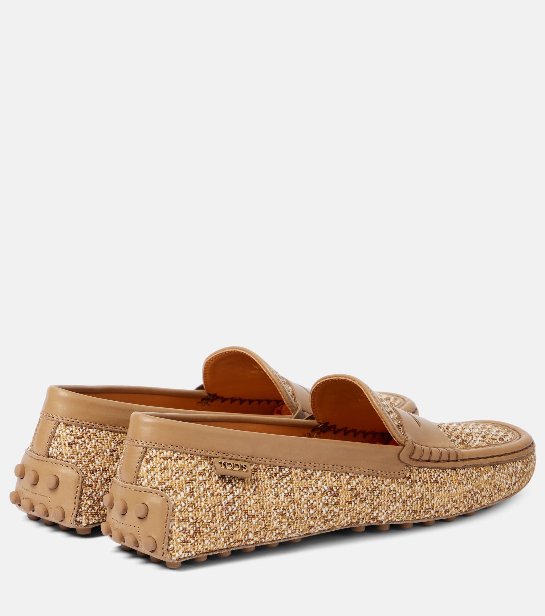 Gommino leather-trimmed tweed driving shoes - 2