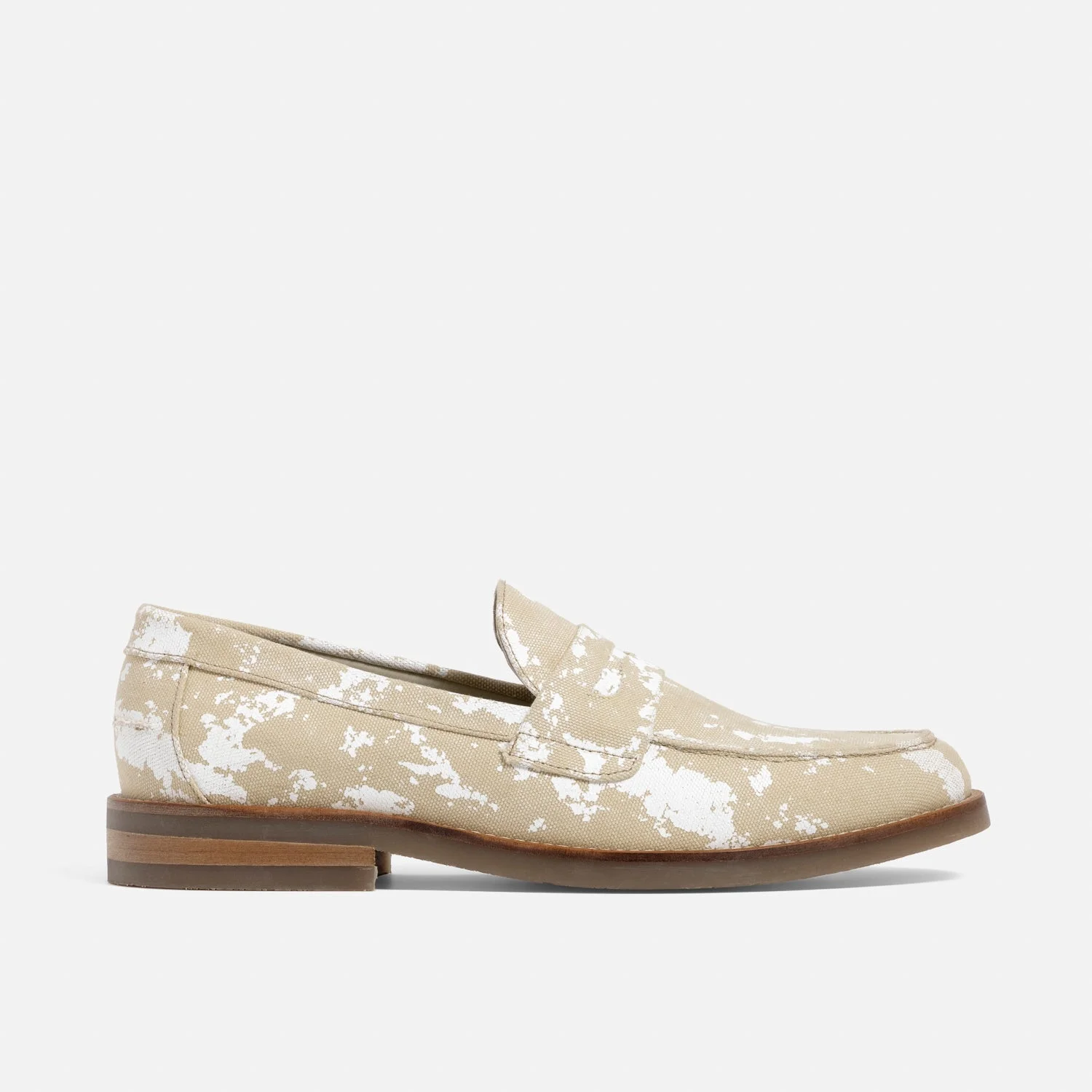 Wilde Beige + White Painted Canvas Penny Loafer - Men's - 1