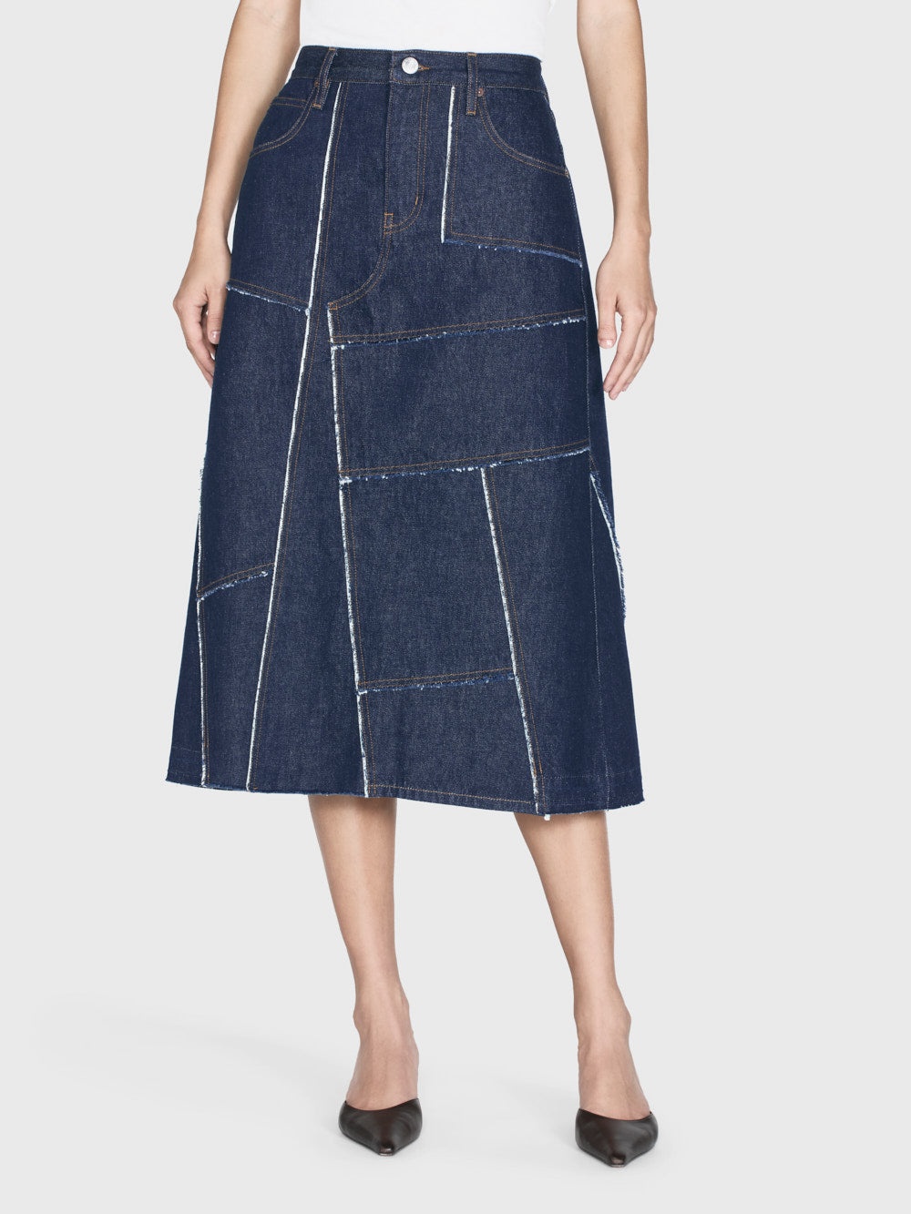 The Patchwork Midi Skirt in Hemlock - 2