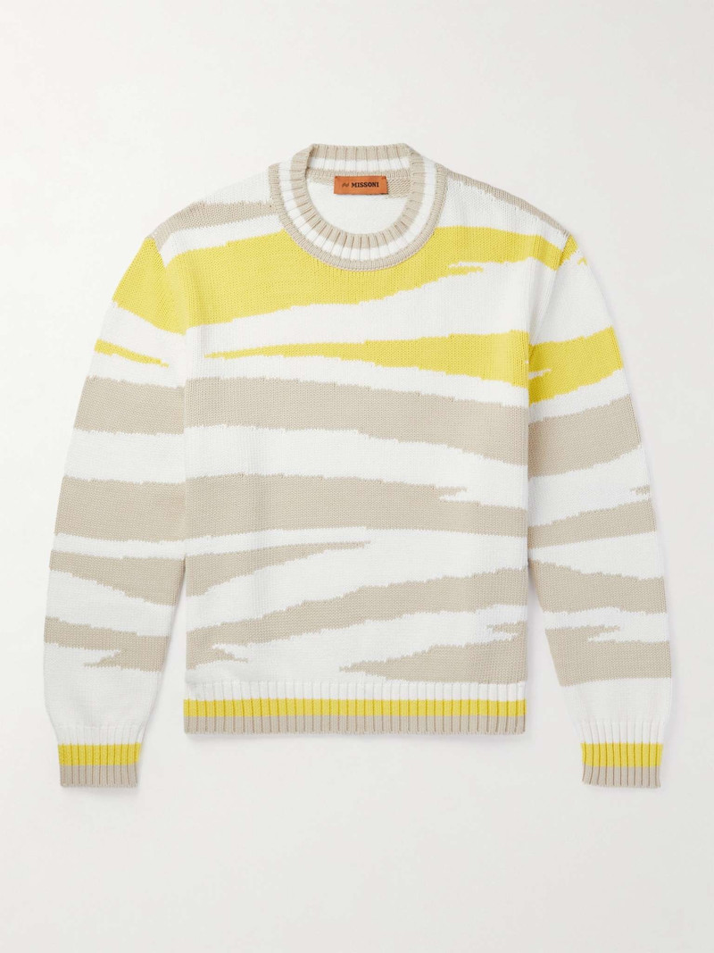 Intarsia Cotton-Blend Sweater 1