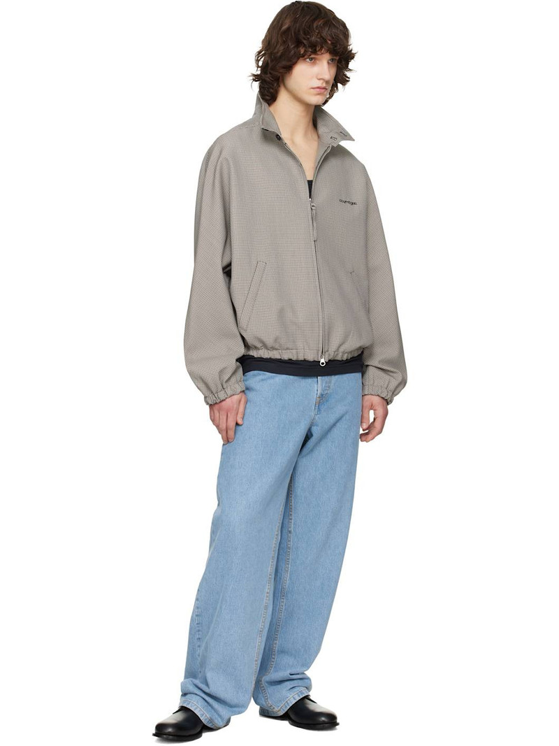 courrèges Gray Houndstooth Zipped Bomber Jacket outlook