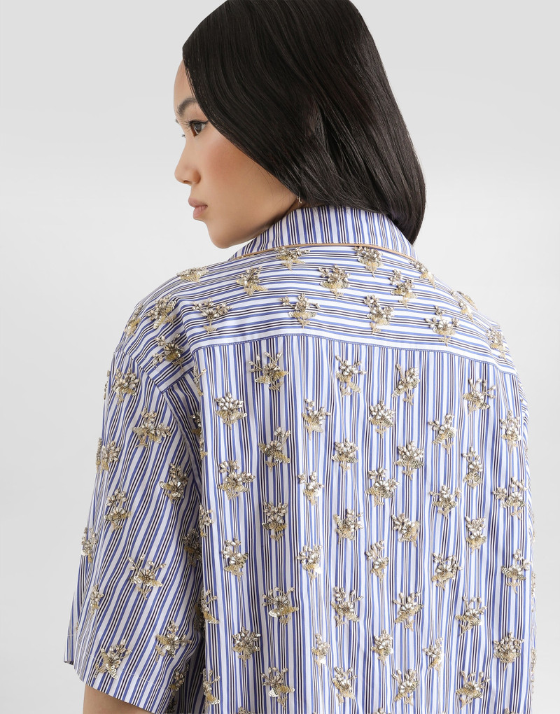 Poplin shirt with flower embroidery 6