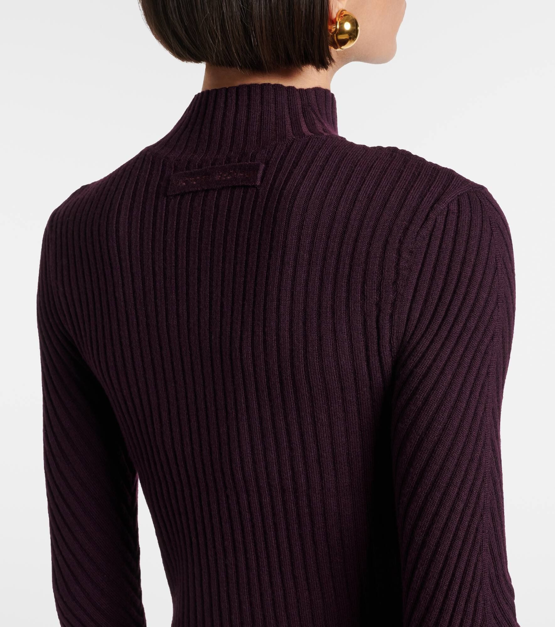 Ribbed-knit wool turtleneck top - 5