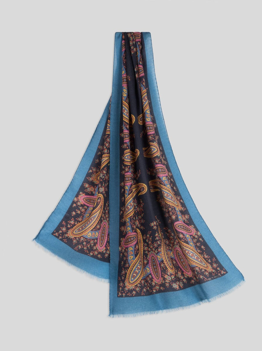 WOOL, CASHMERE AND SILK SCARF WITH PRINT - 1