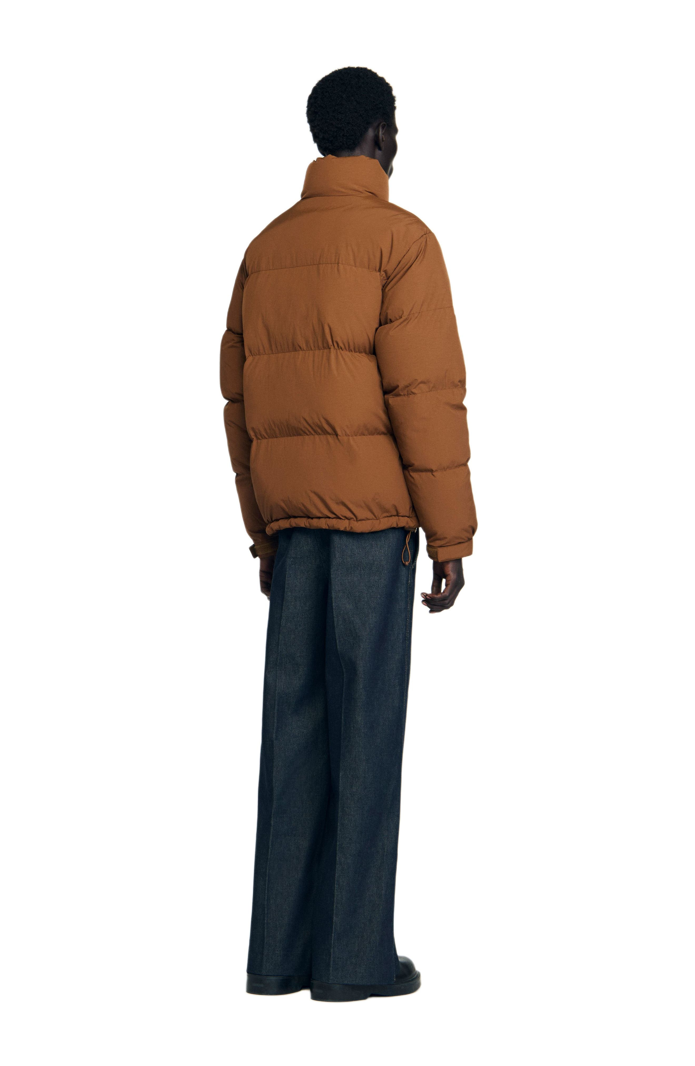 SANDRO Hooded puffer with high collar in Cognac at Nordstrom - 2