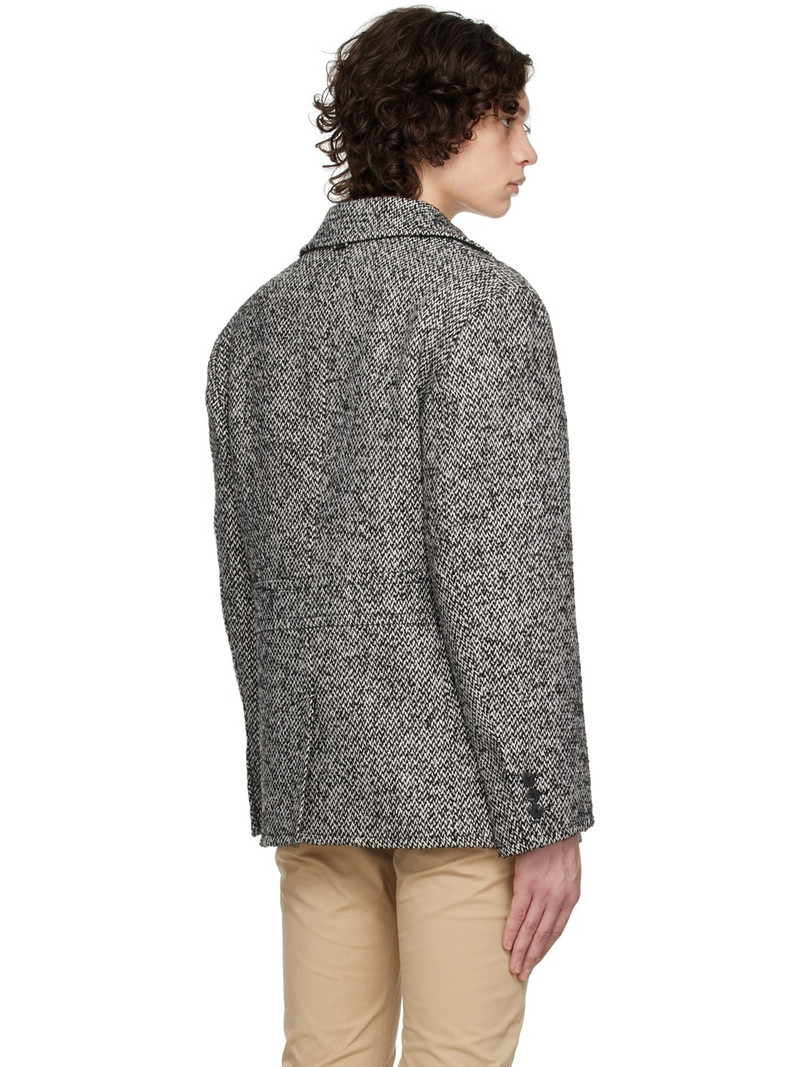 Black & Off-White Military Peacoat 3