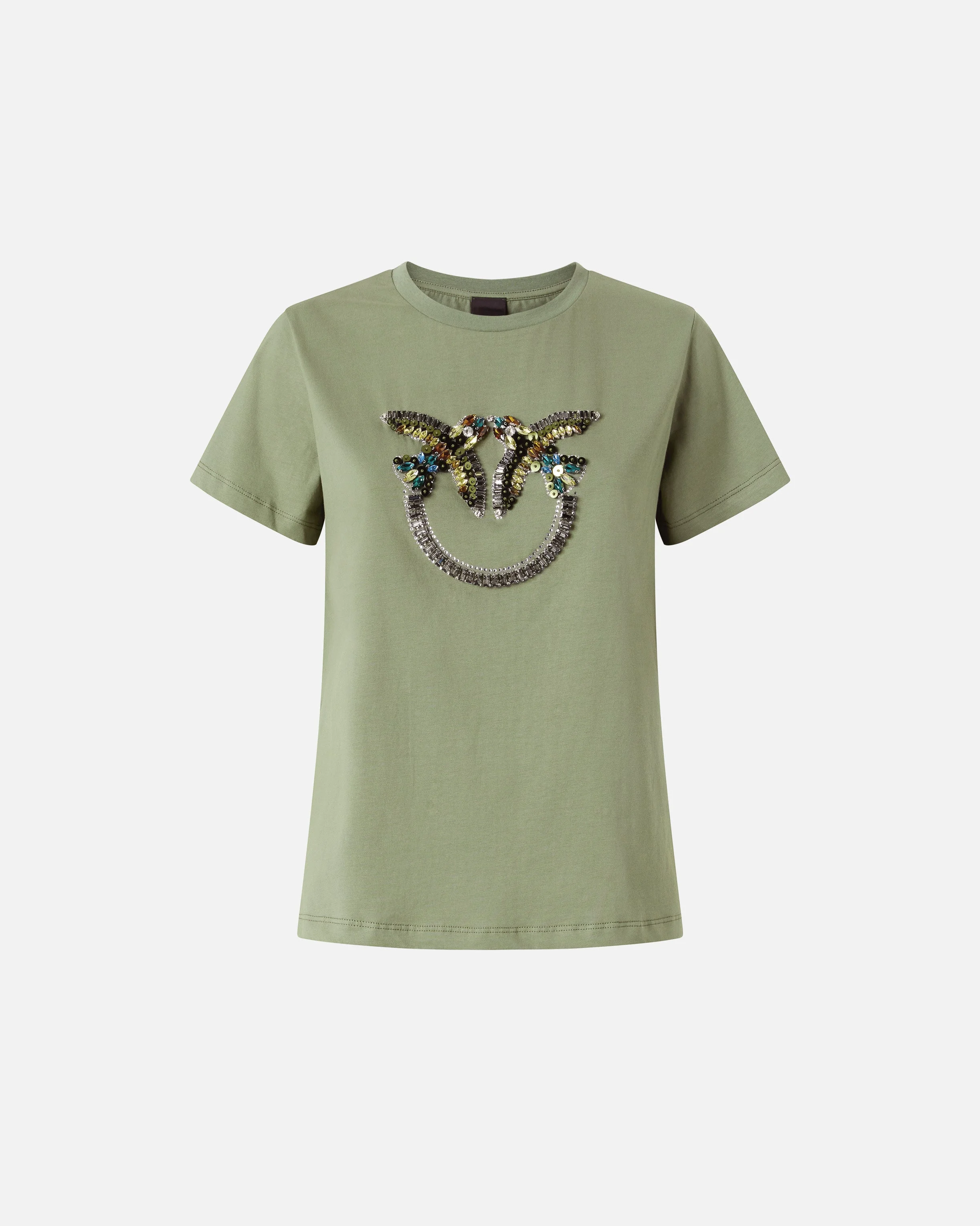 T-SHIRT WITH LOVE BIRDS JEWEL MAXI EMBROIDERY - 1