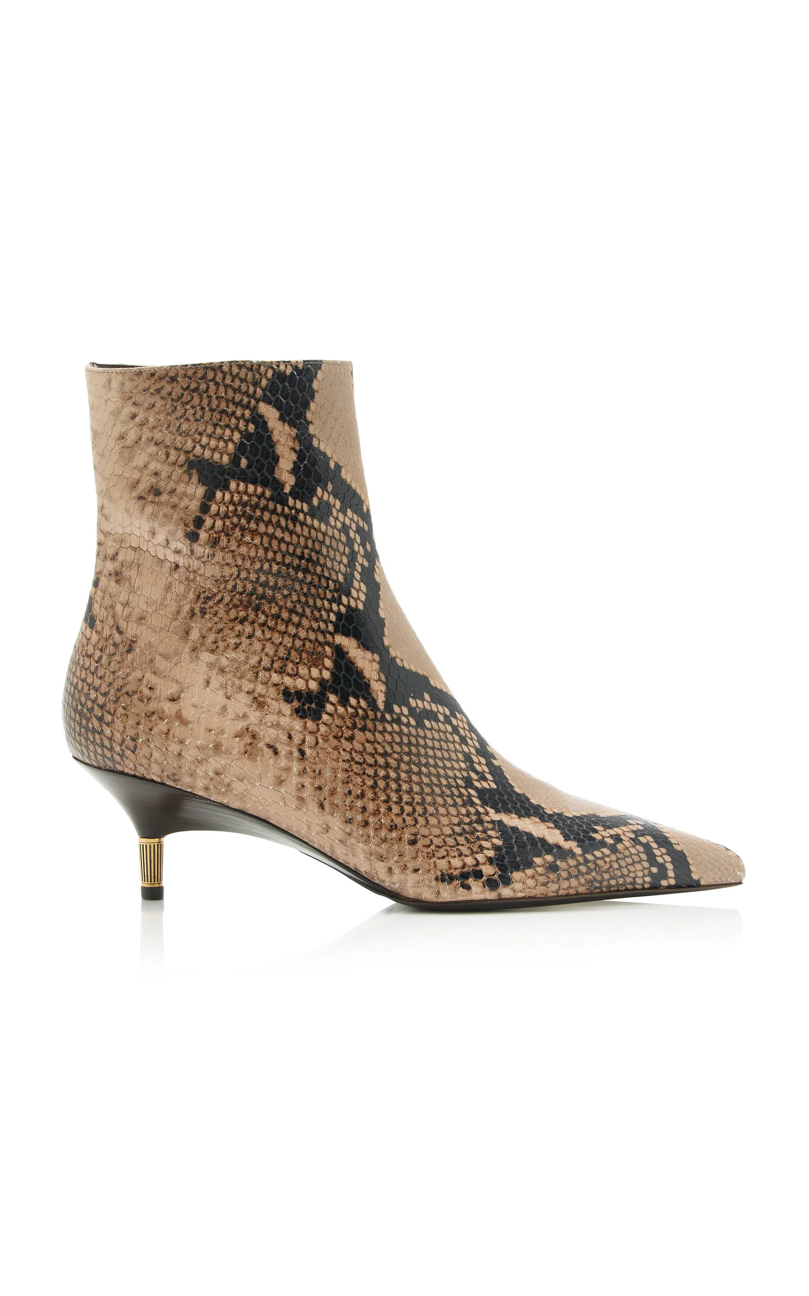 Bella Python-Embossed Leather Ankle Boots taupe - 1