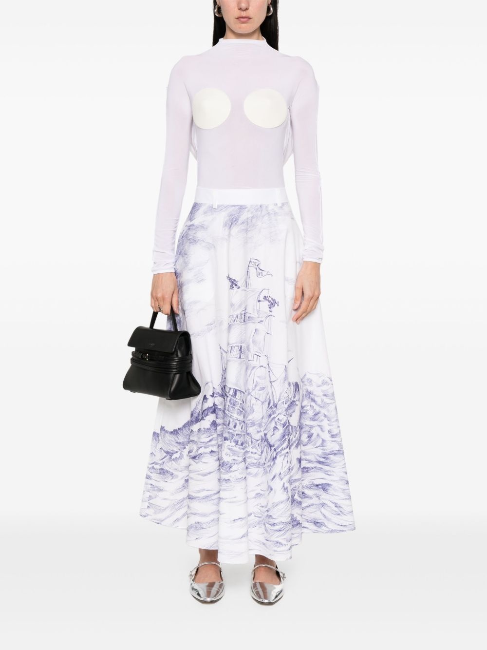 x Popeye and Olive Oyl illustration-style-print maxi skirt - 2